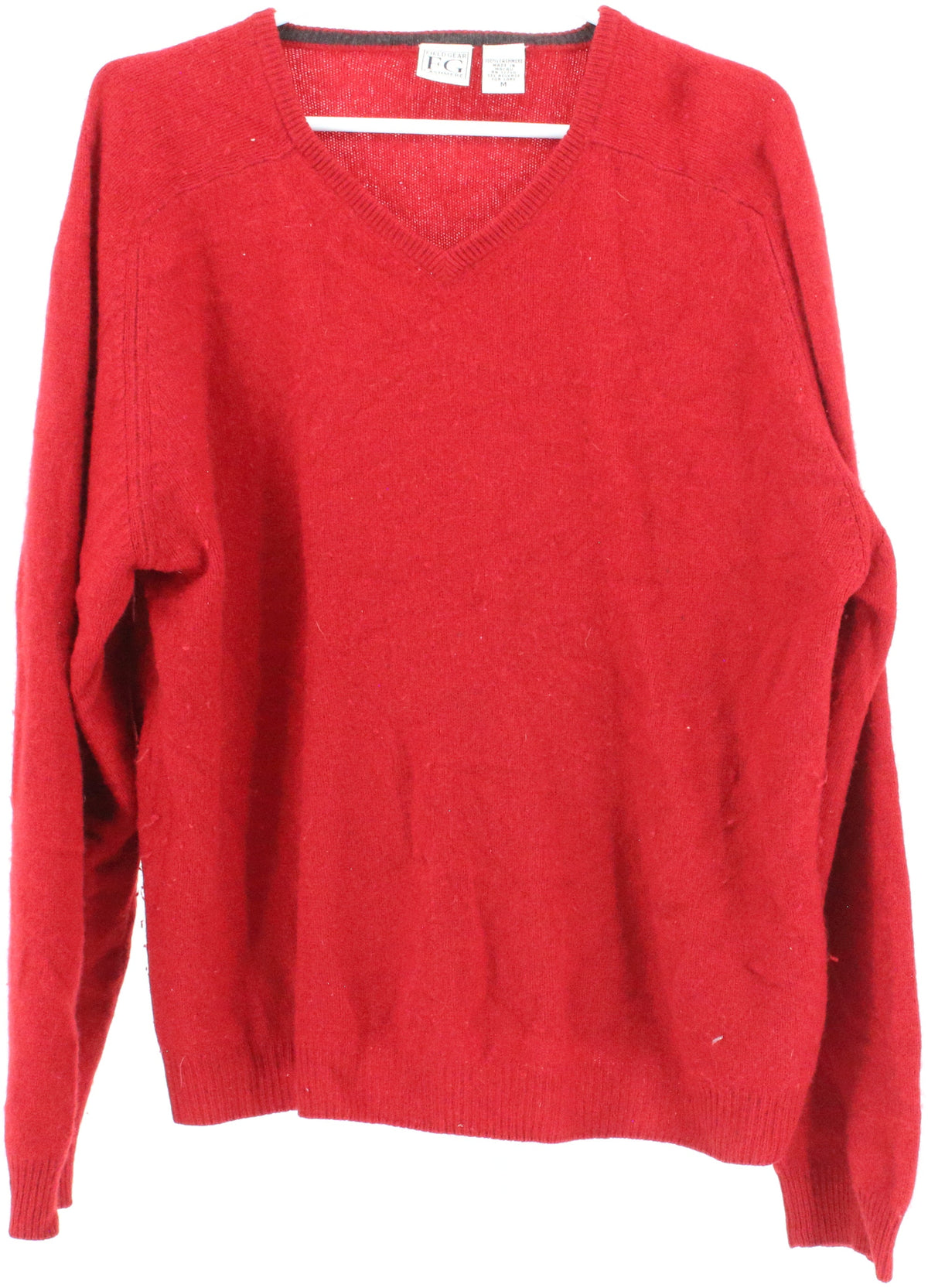 FG Field Gear Red V Neck Cashmere Sweater