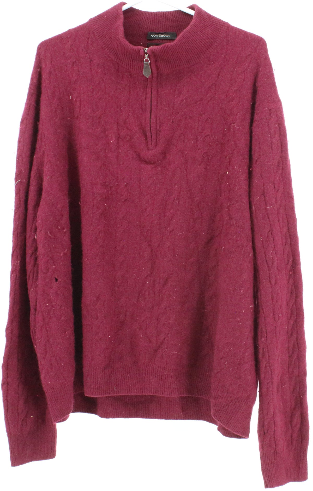 Daniel Bishop Burgundy Half Zip Cashmere Sweater