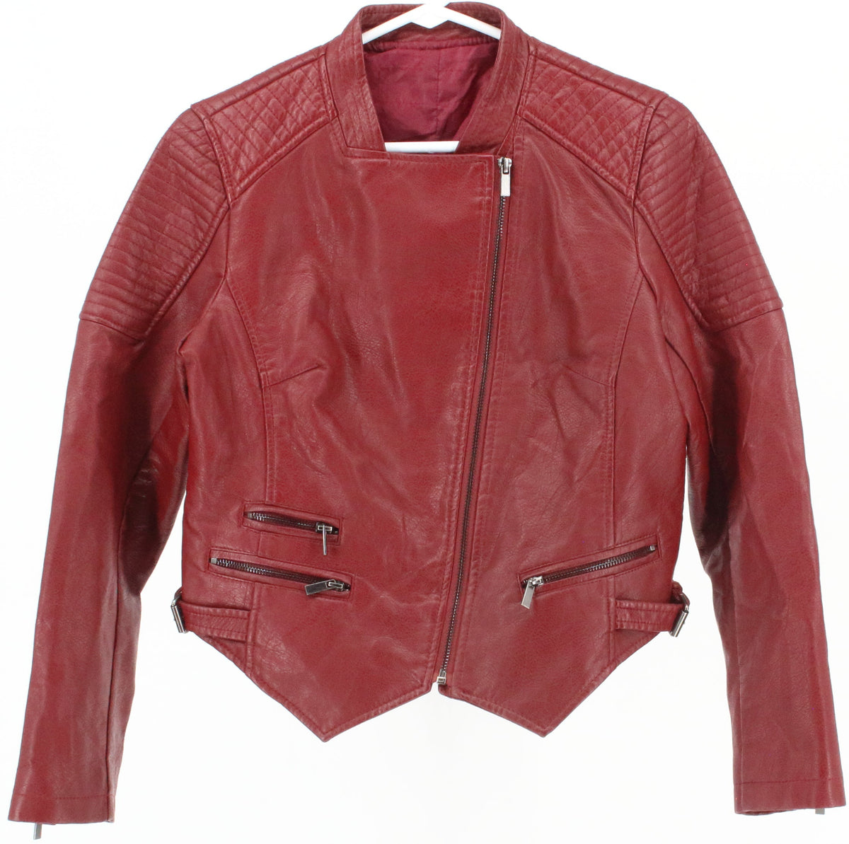 Burgundy Women's Vegan Leather Jacket