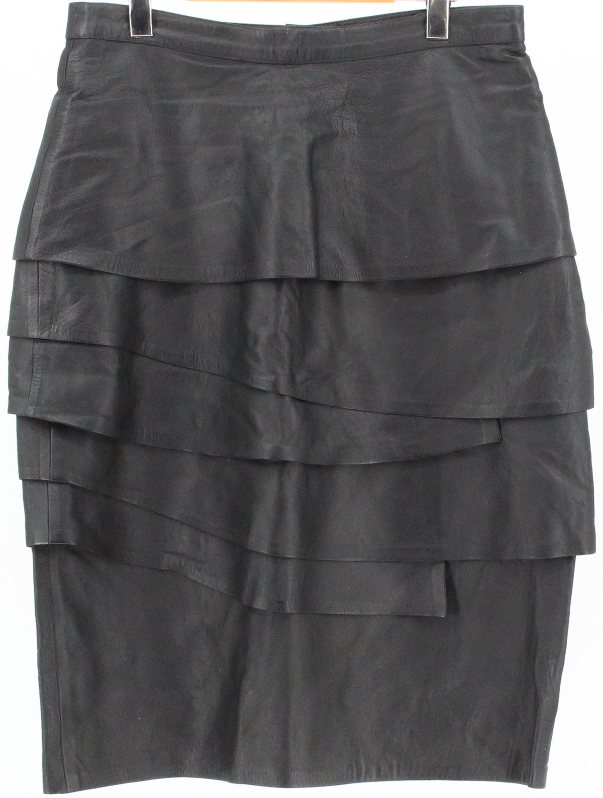 Leather Home Cairo Black Layers Leather Skirt