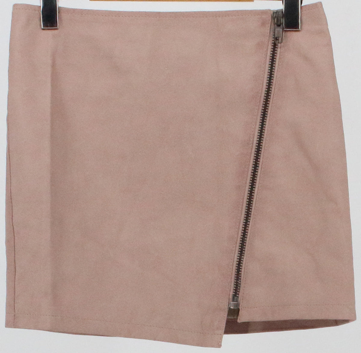 Divided H&M Light Pink Vegan Leather Front Zipper Skirt