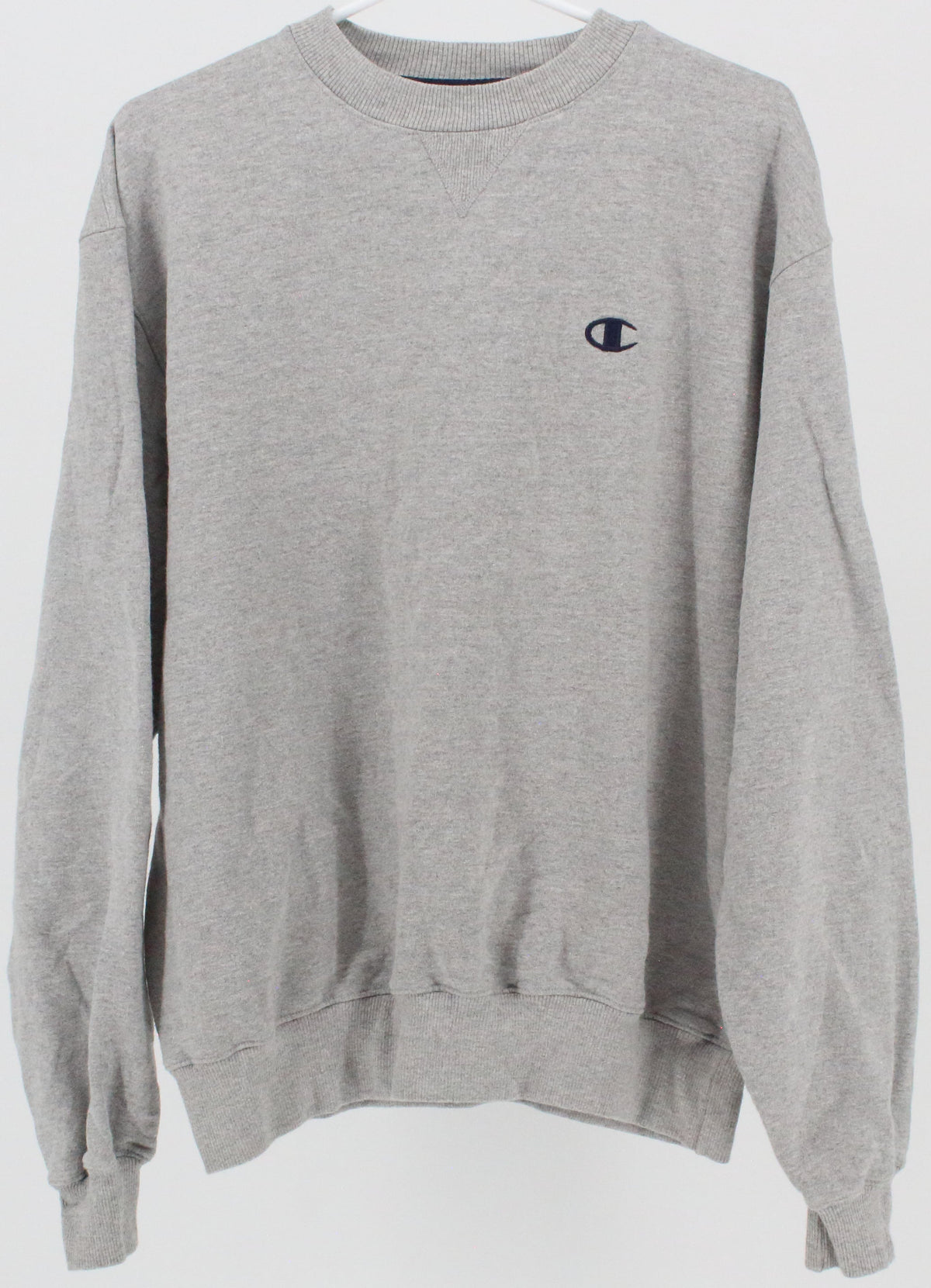 Champion Grey Sweatshirt With Navy Blue Embroidered Logo