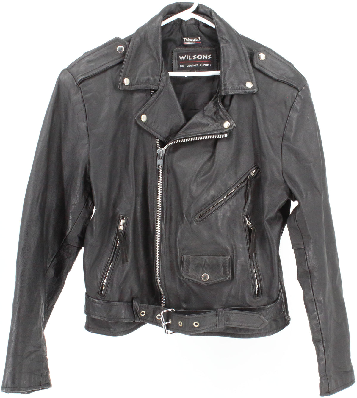 Wilsons Thinsulate Black Biker Leather Jacket