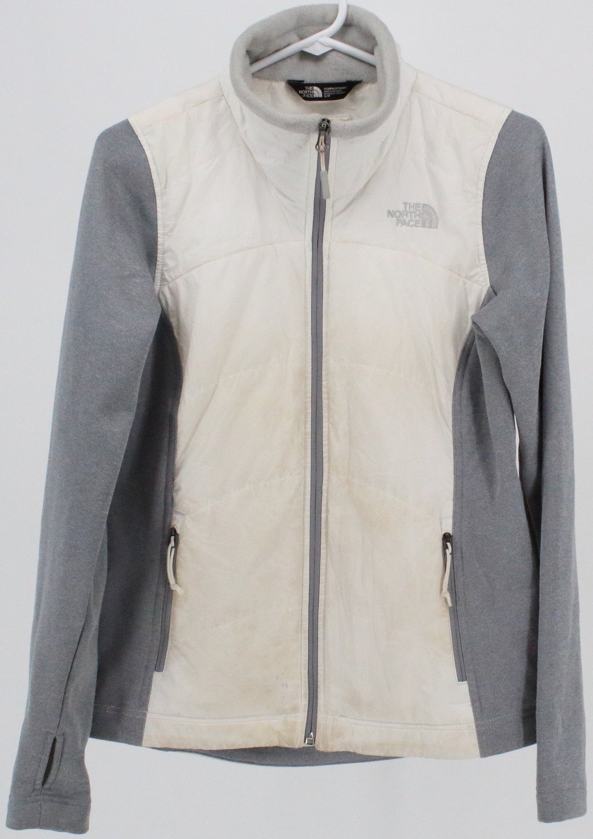 The North Face White Women's Jacket With Grey Sleeves