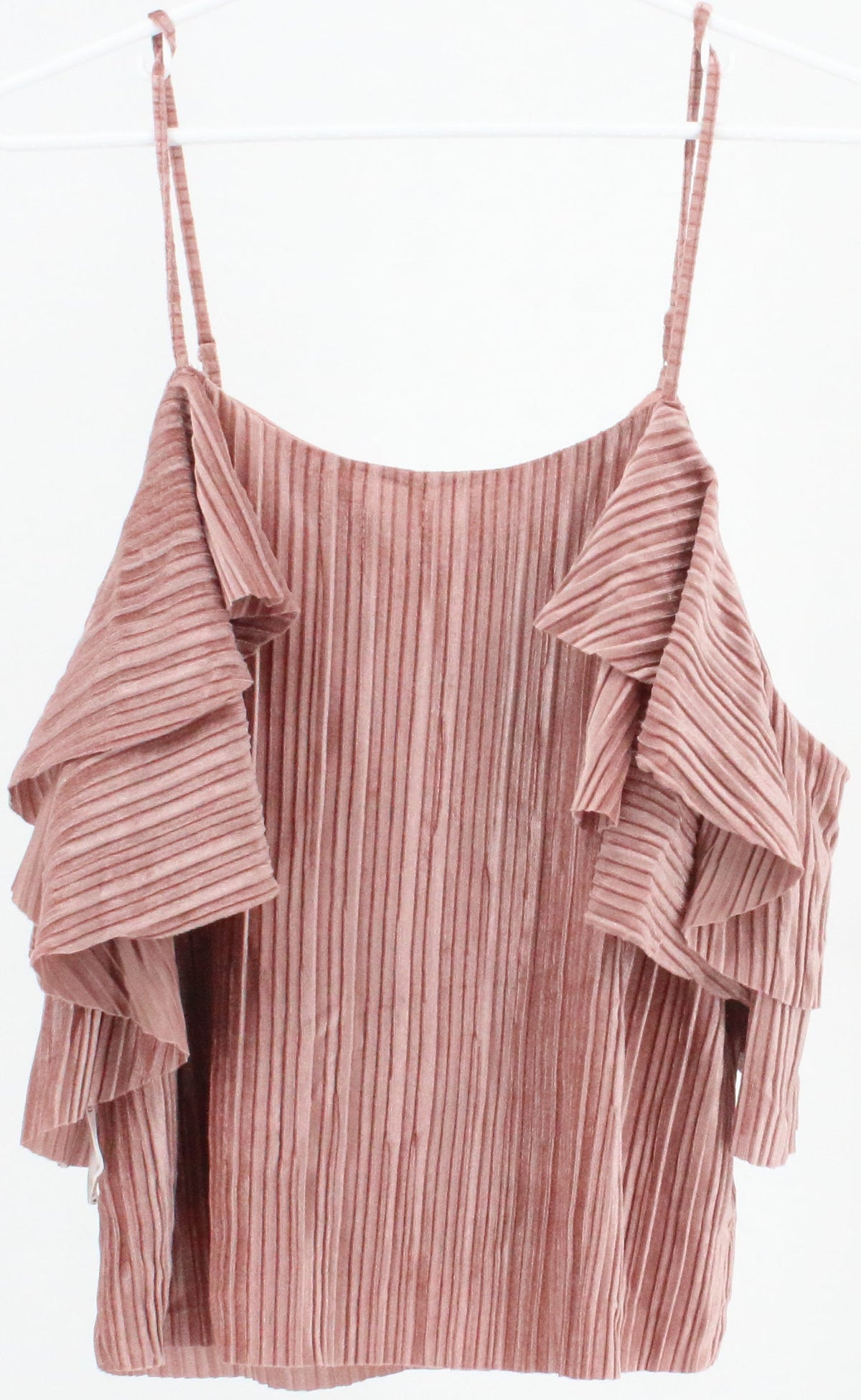 Dance & Marvel Pink Pleated Ruffle Tank Top