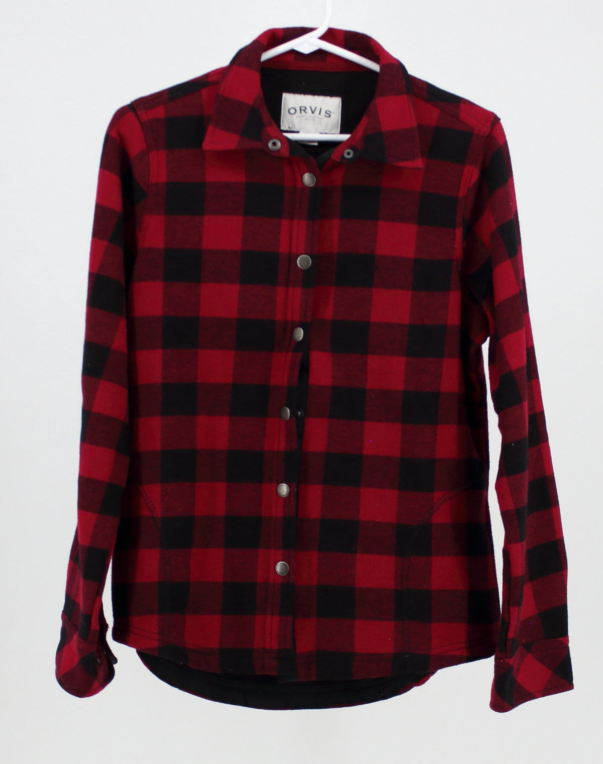 Orvis red and black long sleeve plaid button up shirt