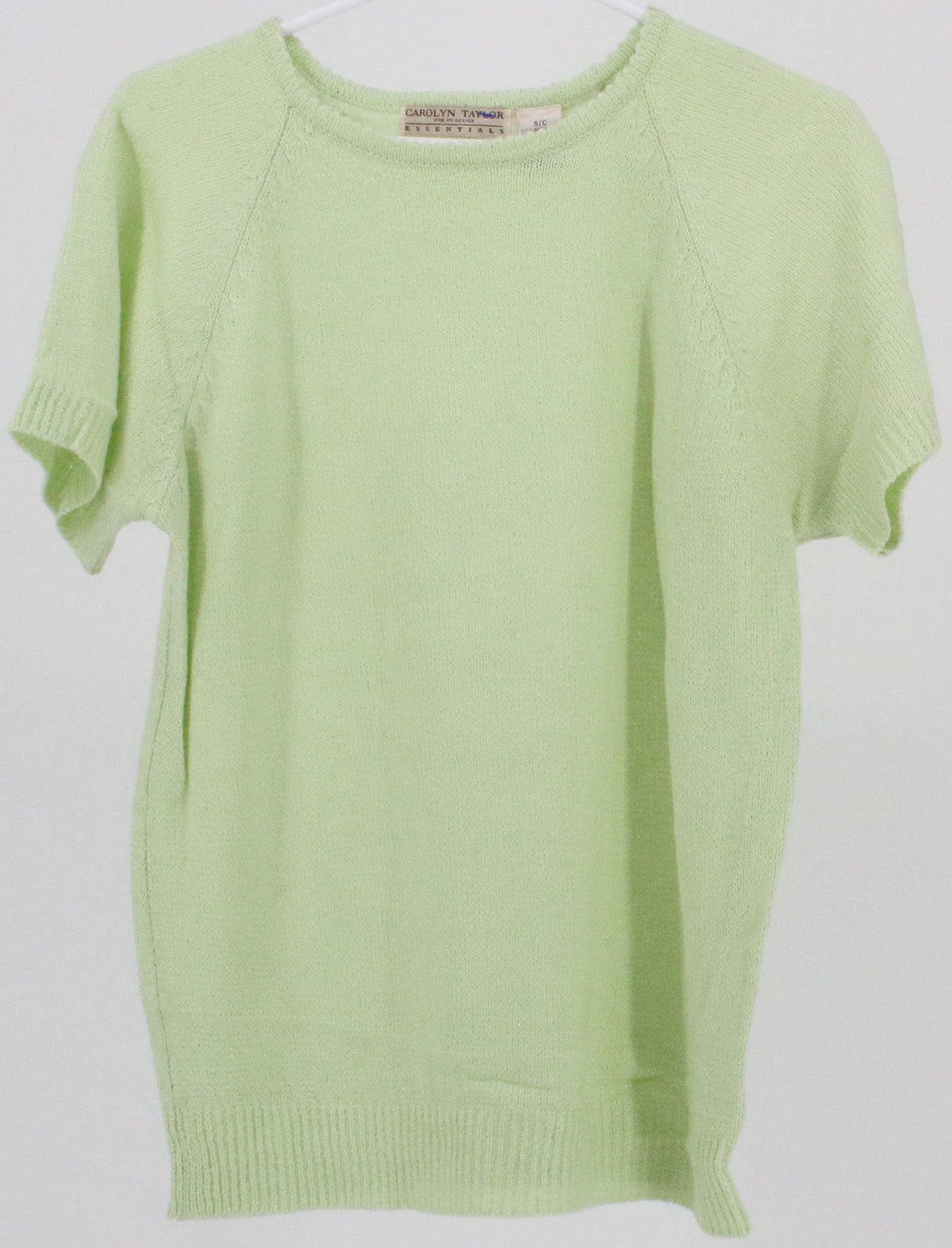 Carolyn Taylor Light Green Short Sleeve Women's Sweater