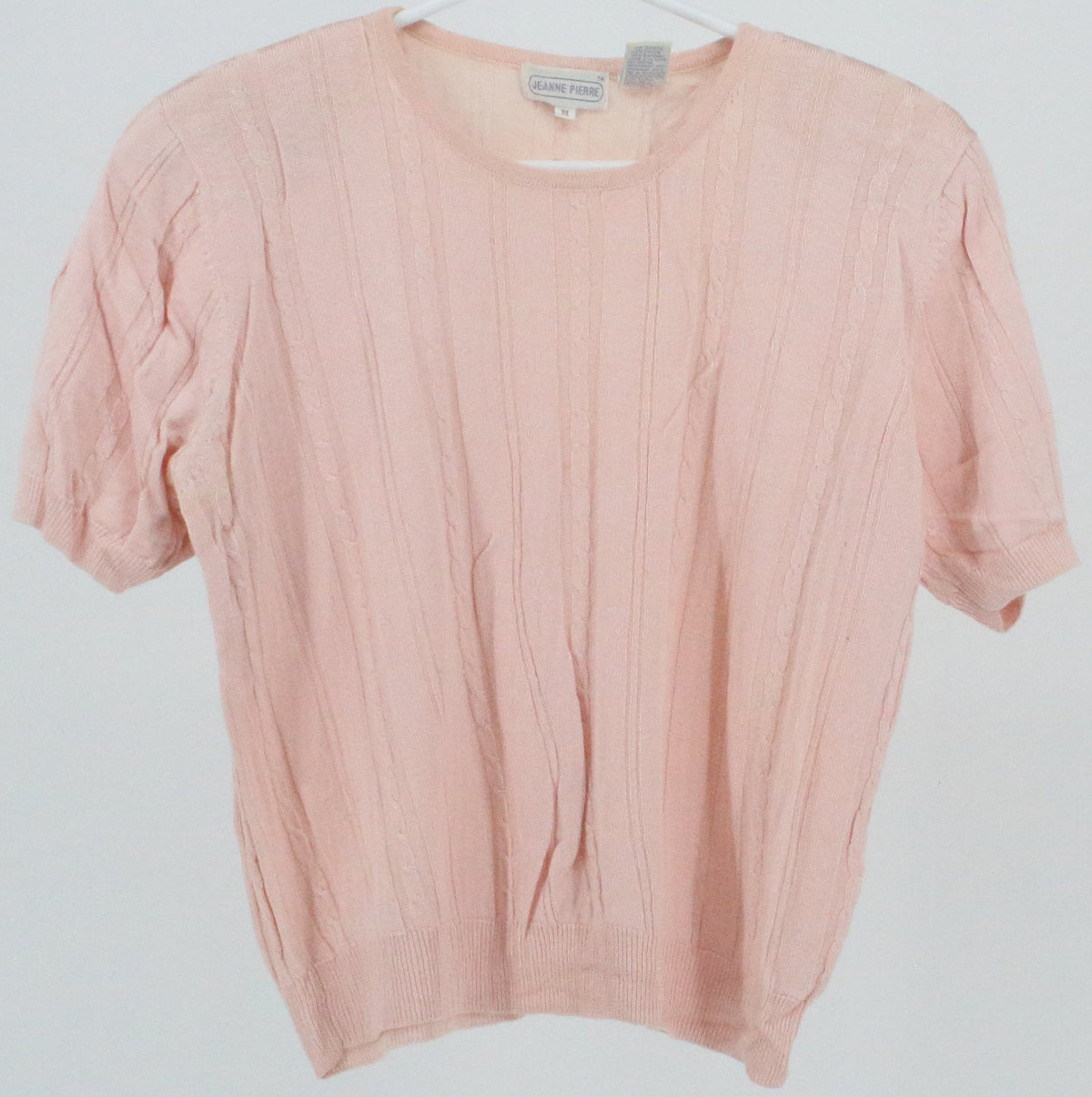 Jeanne Pierre Light Pink Short Sleeve Women's Sweater