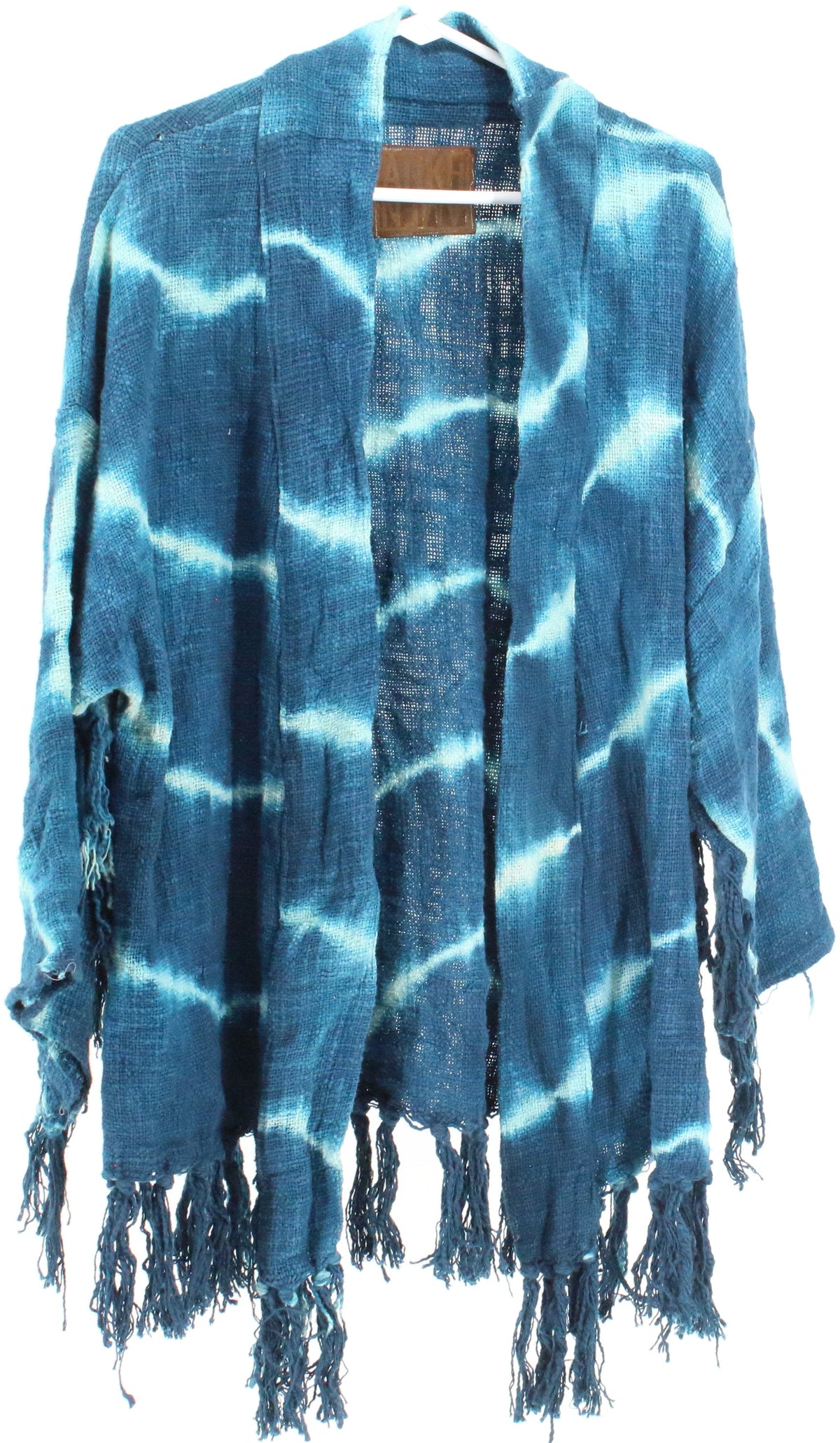 ANKH Blue Tie Dye Open Front Fringes Sweater