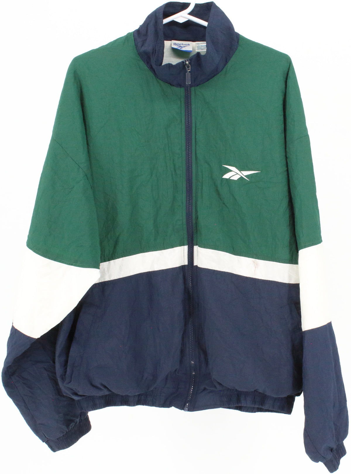 Reebok Green Navy Blue and White Nylon Jacket