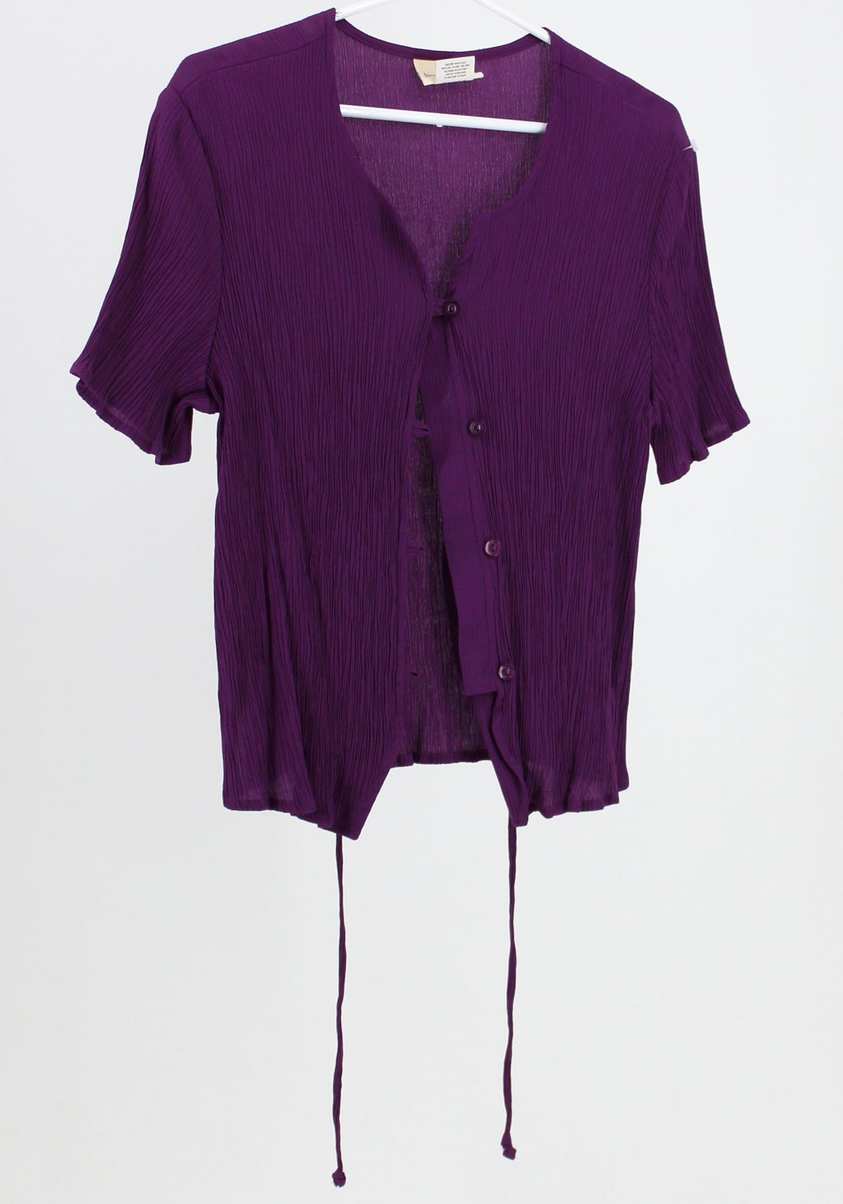 Jaclyn Smith purple short sleeve button up cardigan