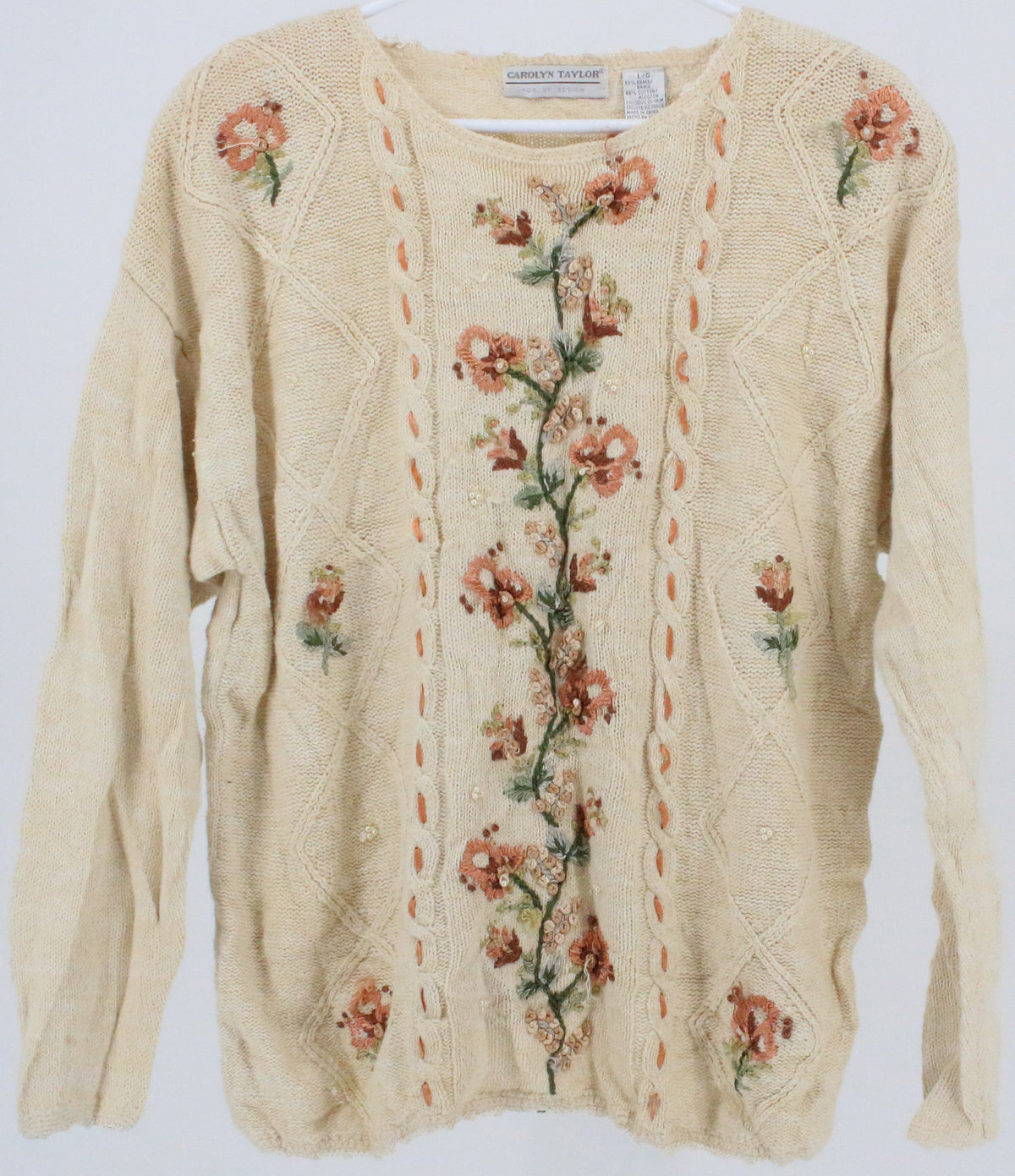 Carolyn Taylor Beige Embroidered Sweater