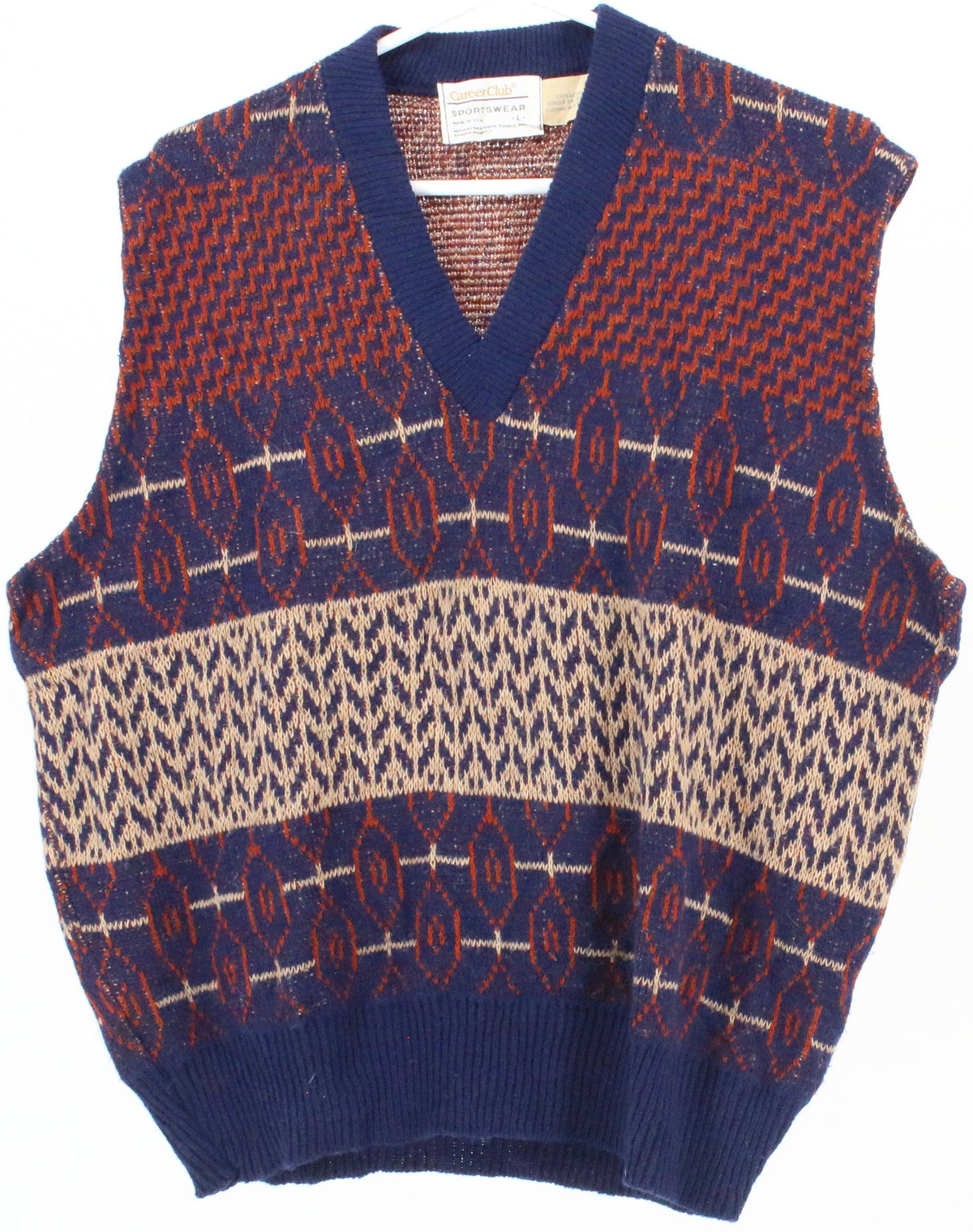 Career Club Sportswear Naby Blue Red and Beige Sleeveless Sweater