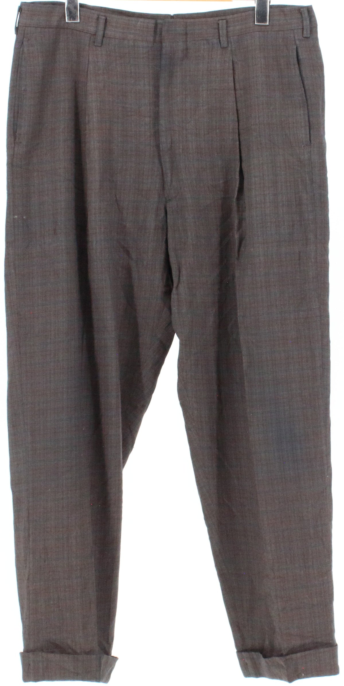 Spencer Slacks Brown Plaid Pleat Pants