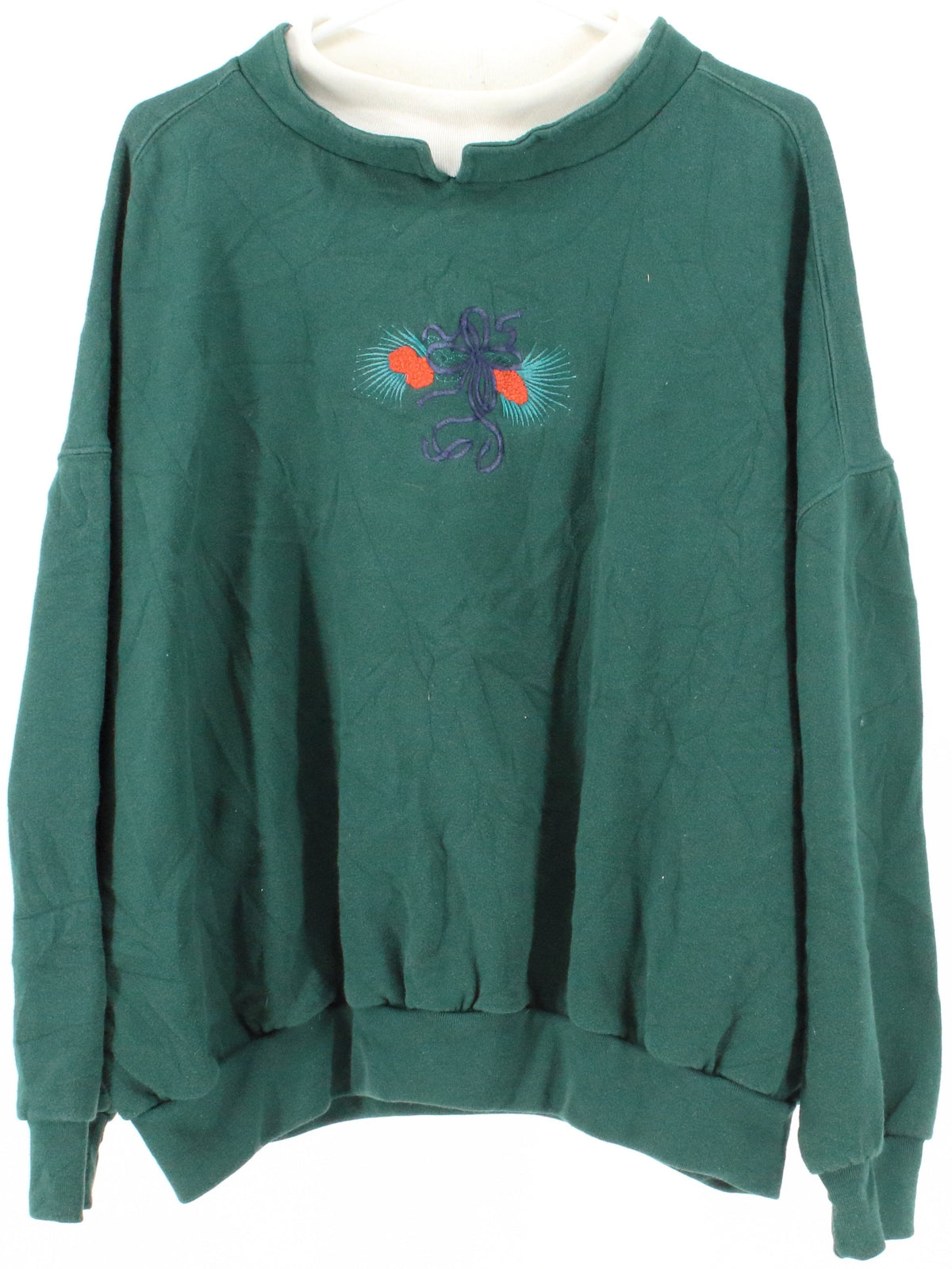 Sport II Dark Green Sweatshirt With White Collar