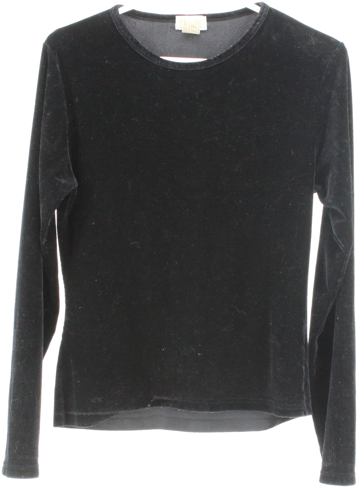 Cassini Black Velour Long Sleeve Top