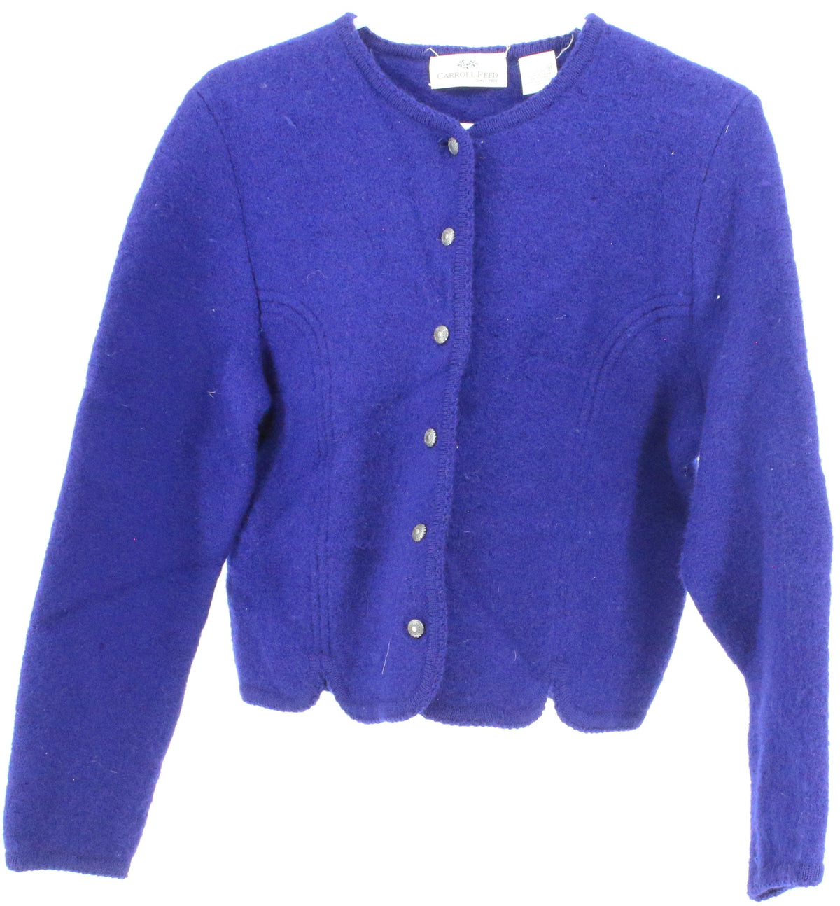 Carroll Reed Royal Blue Cardigan Wool Sweater