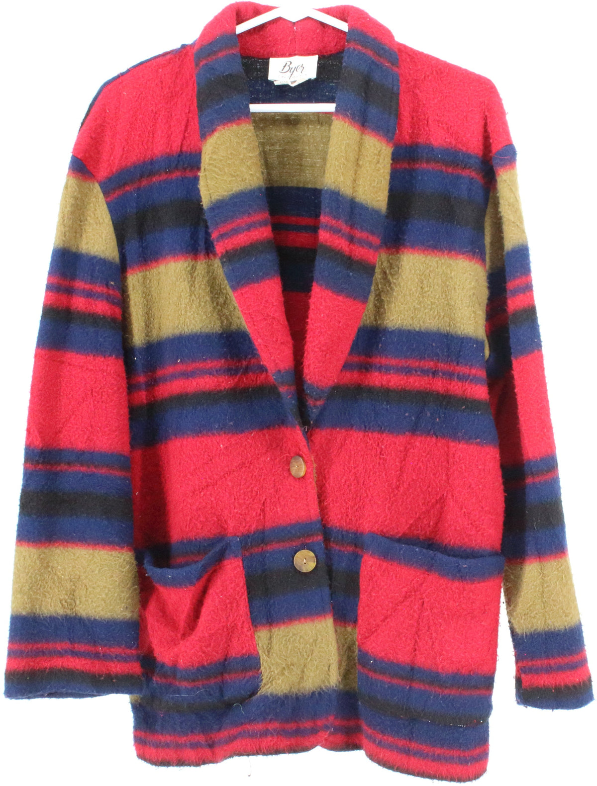 Byer California Red Blue and Ochre Striped Blazer