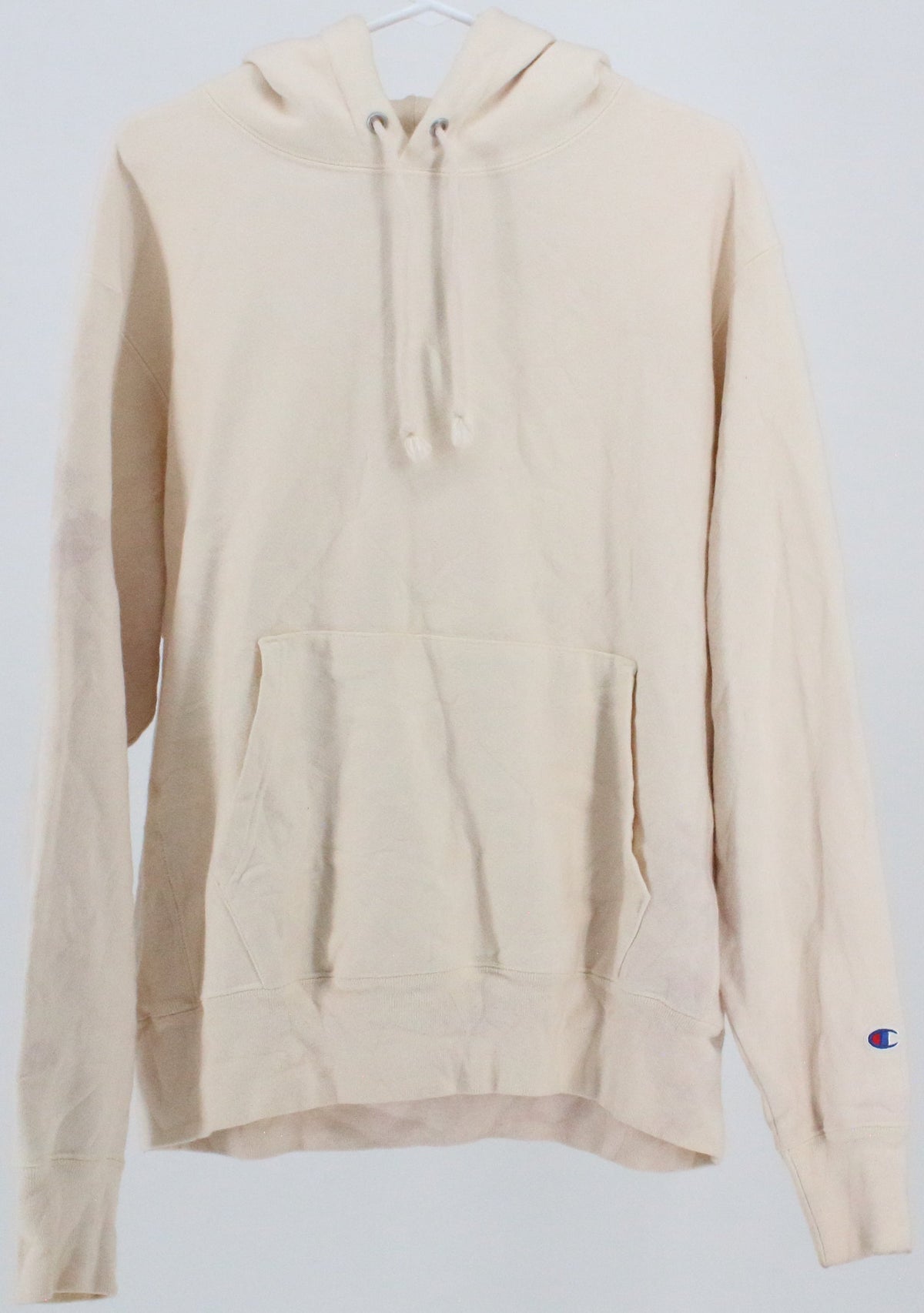 Champion Reverse Weave Hooded Off White Plain Sweatshirt