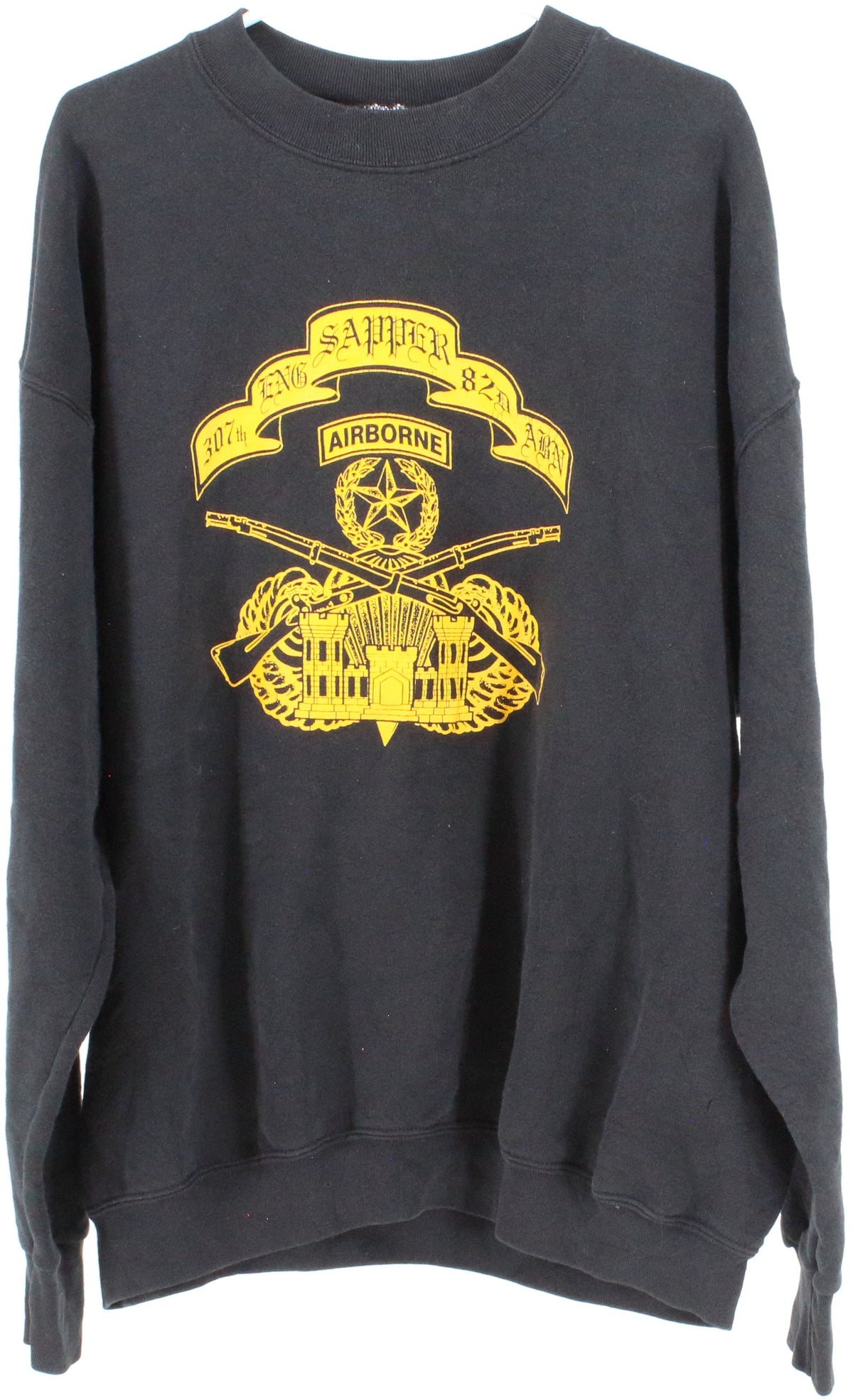 Black and Yellow Airborne Silk Print Sweatshirt