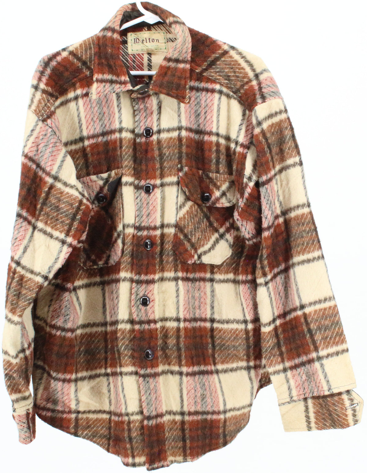 Melton Brown and Off White Plaid Shirt