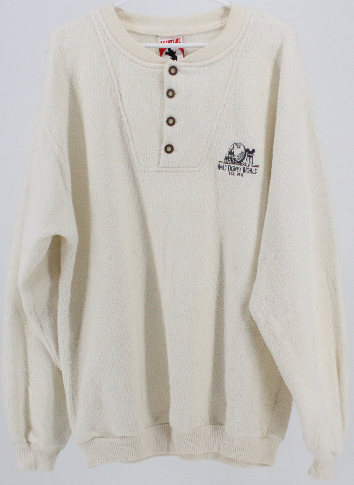 Mickey, Inc Front Buttons Off White Sweatshirt