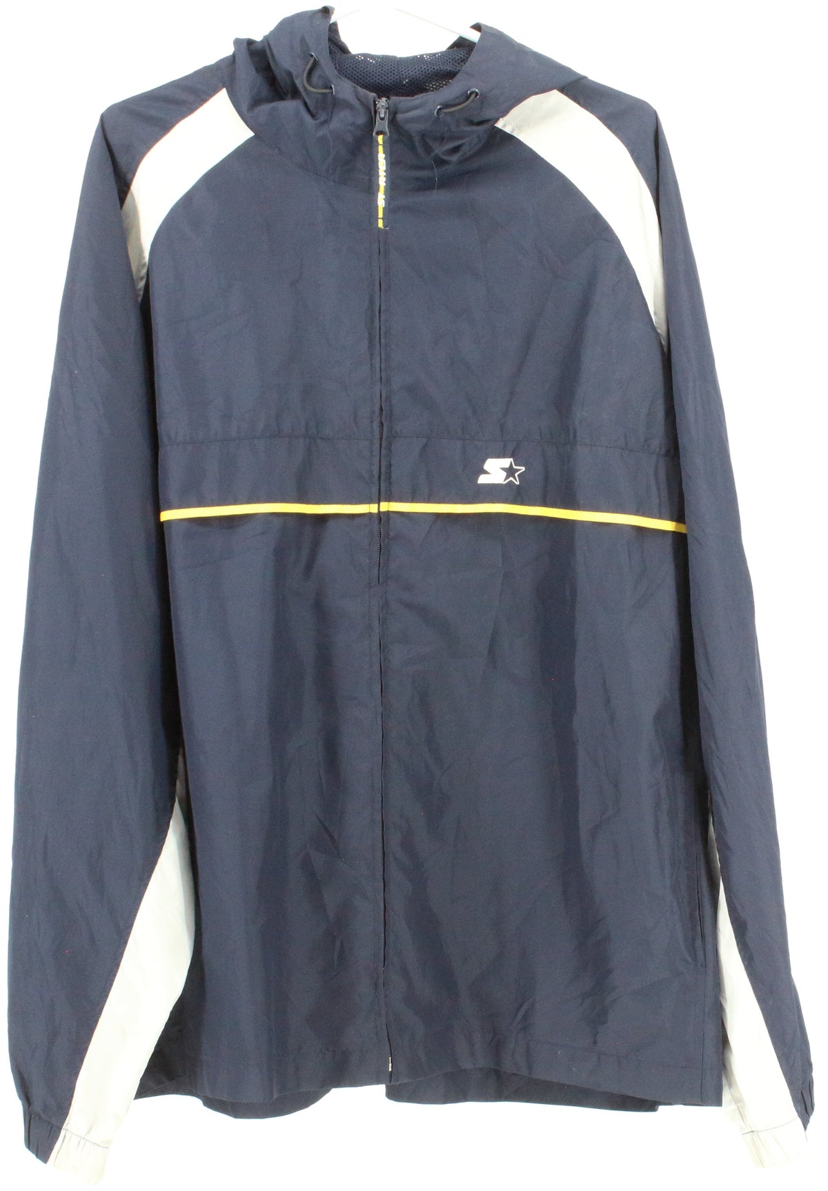 Starter Navy Blue Light Grey and Yellow Hooded Jacket