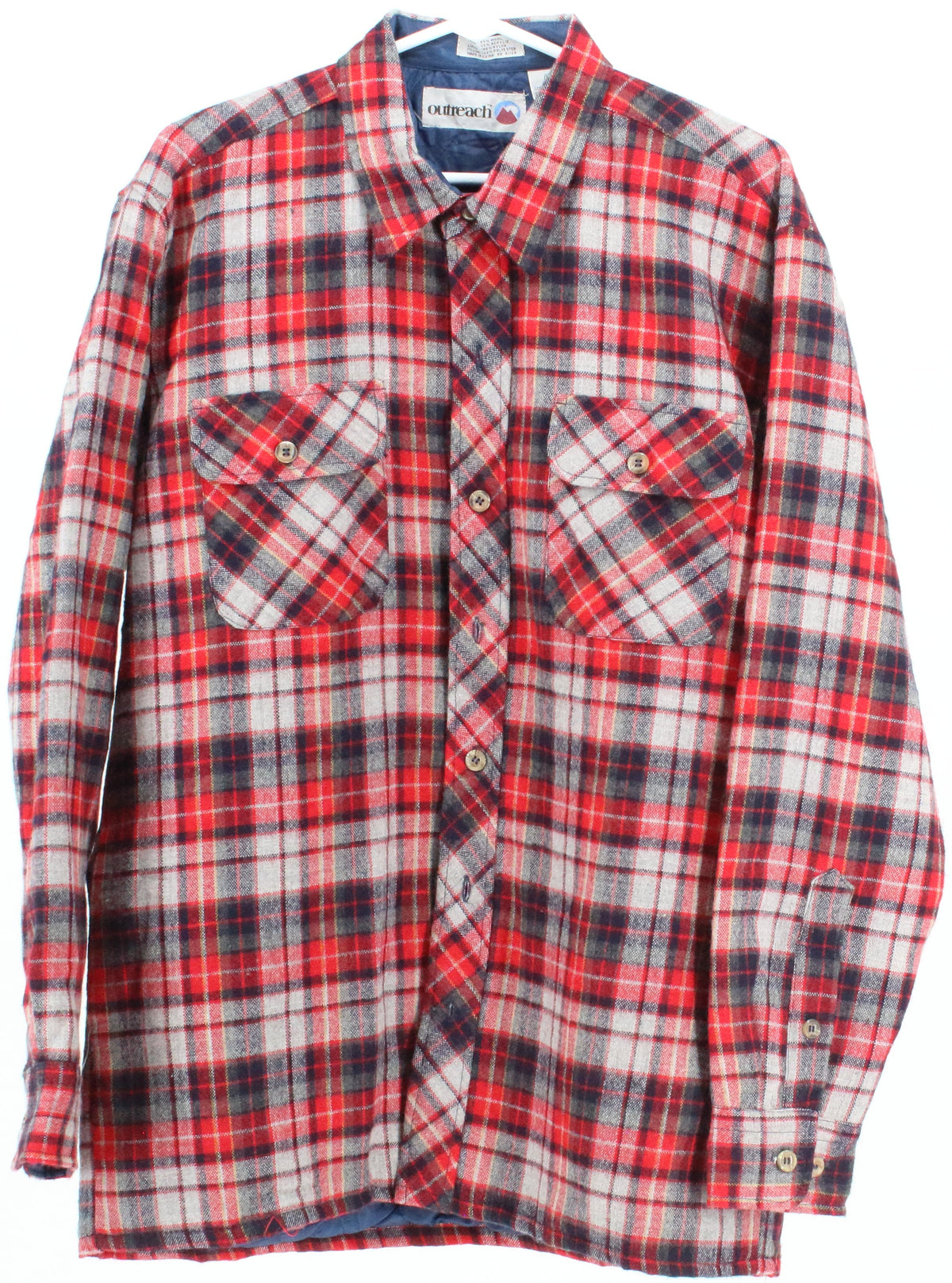 Outreach Red Plaid Wool Quilt Lined Work Shirt