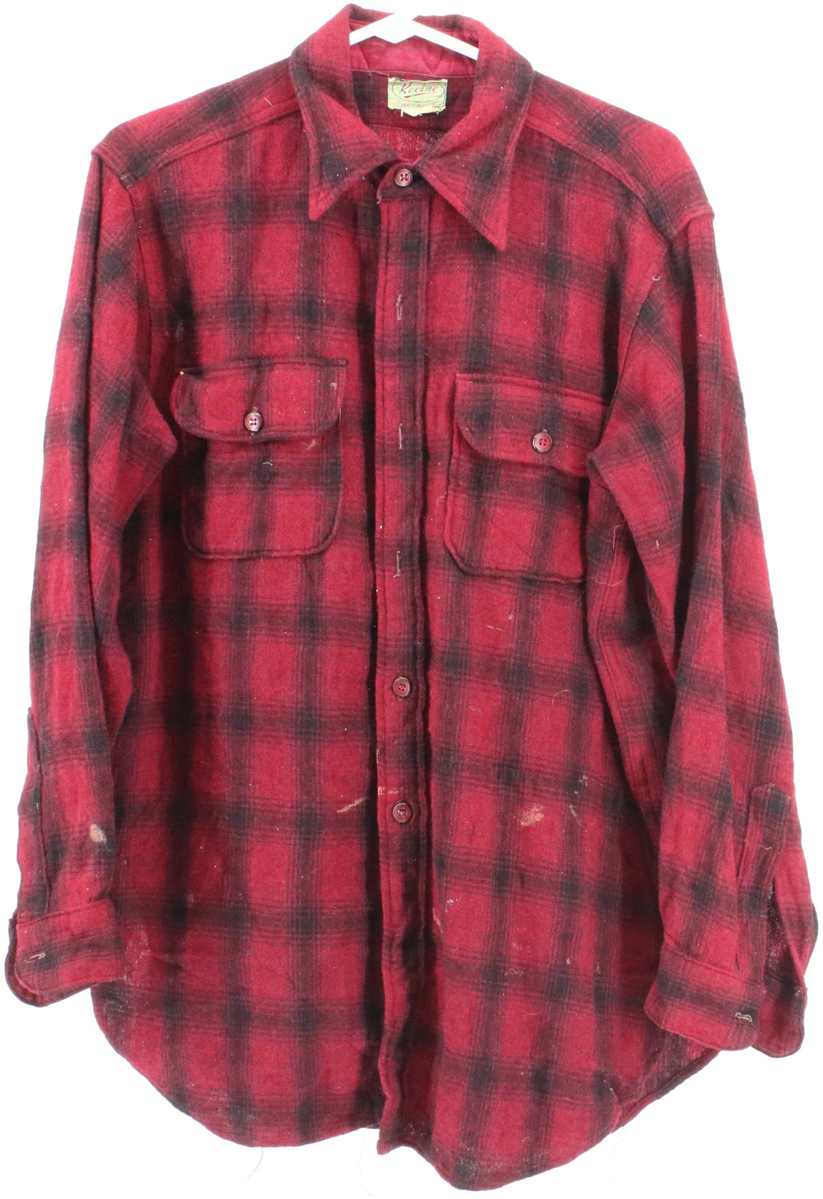 Racine Burgundy and Black Plaid Wool Shirt