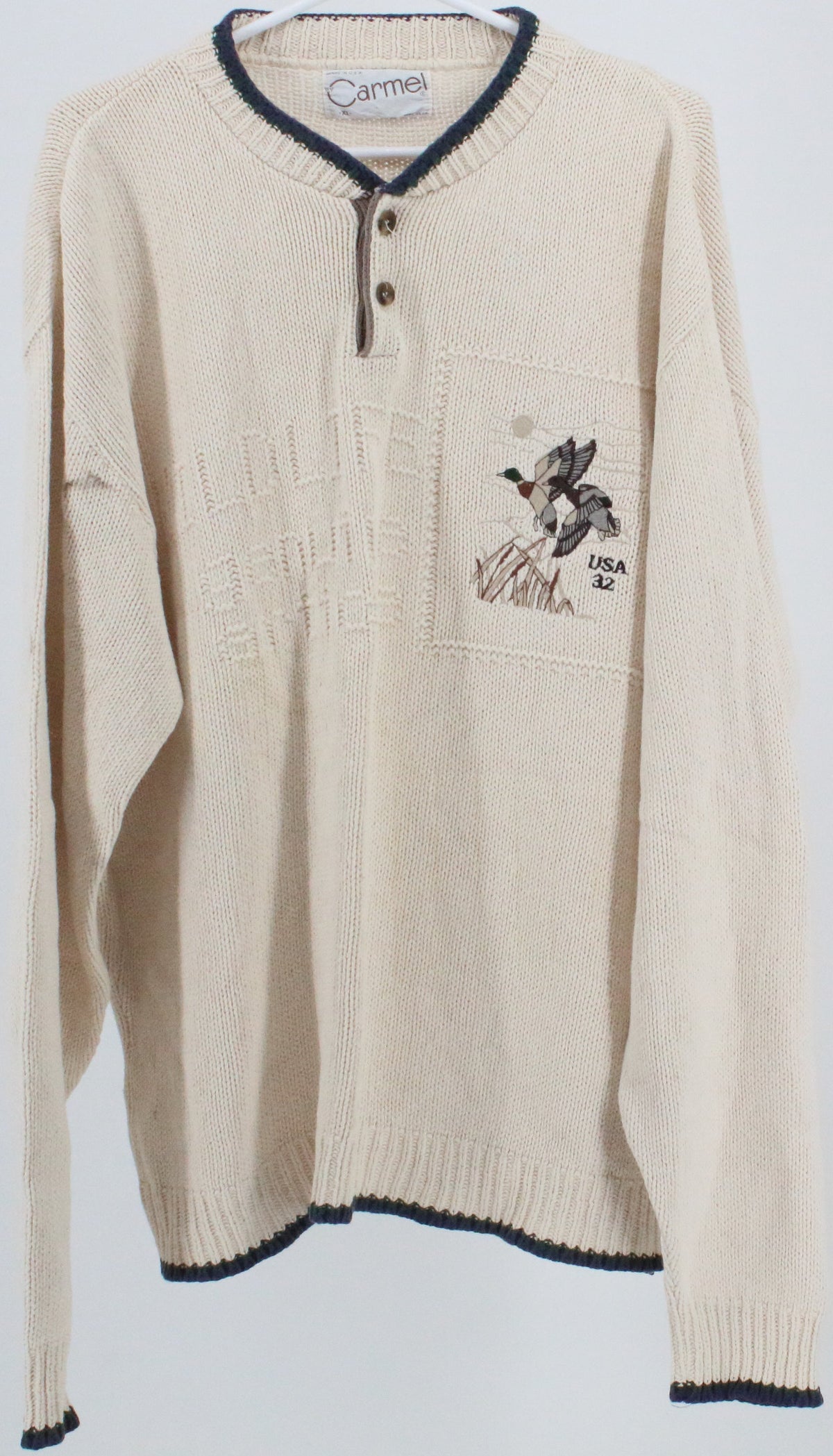 Carmel USA 32 Front Buttons Off White Sweater