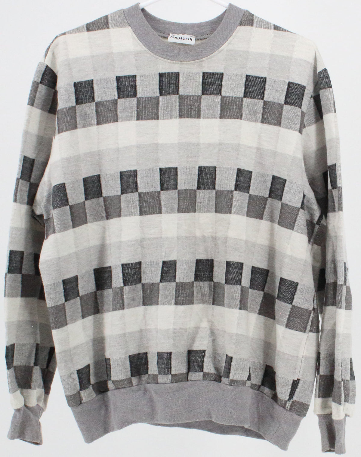 Bon Worth Grey and White Checkered Sweatshirt