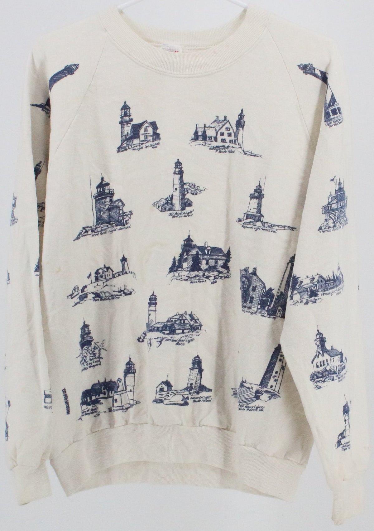 Jerzees Cities Print White and Blue Sweatshirt