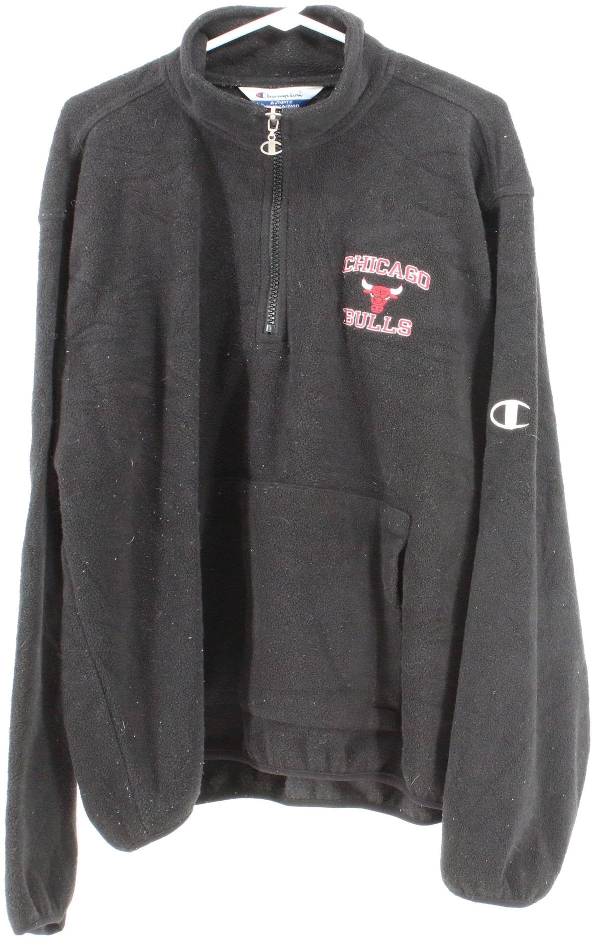 Champion Chicago Bulls Black Half Zip Men's Fleece