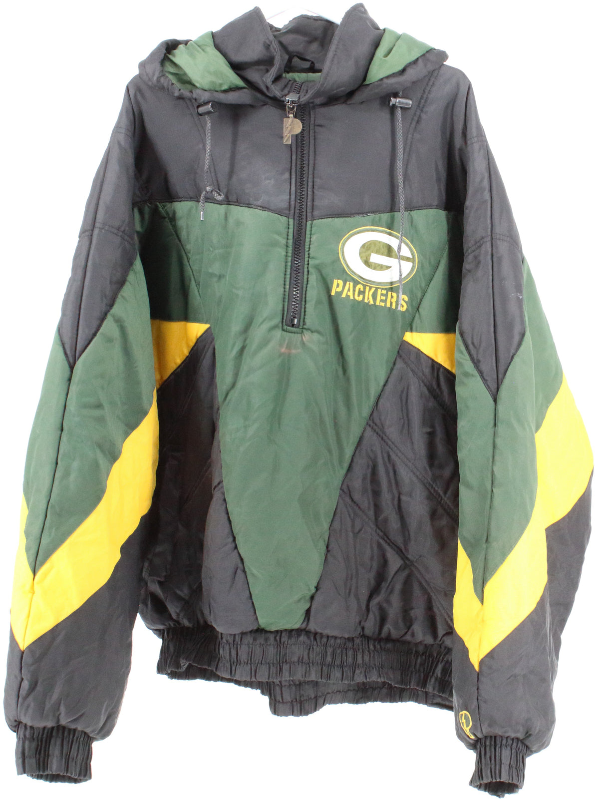 Pro Player Green Bay Packers Black Green and Yellow Hooded Jacket