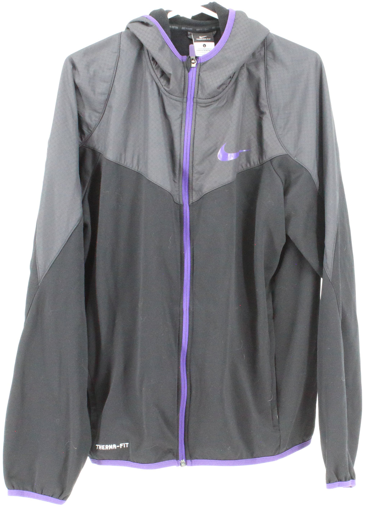 Nike Therma-Fit Black Grey and Purple Full Zip Hooded Jacket