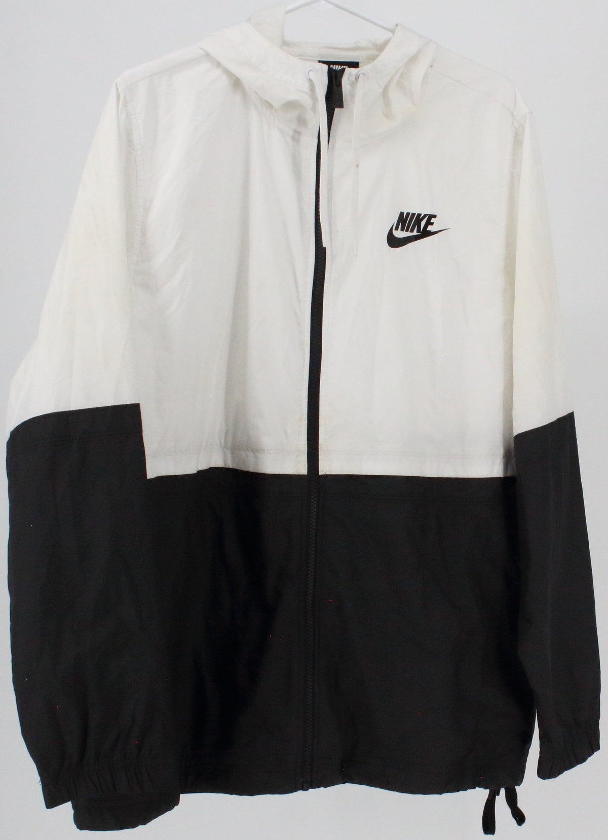 Nike White and Black Full Zip Hooded Women's Jacket