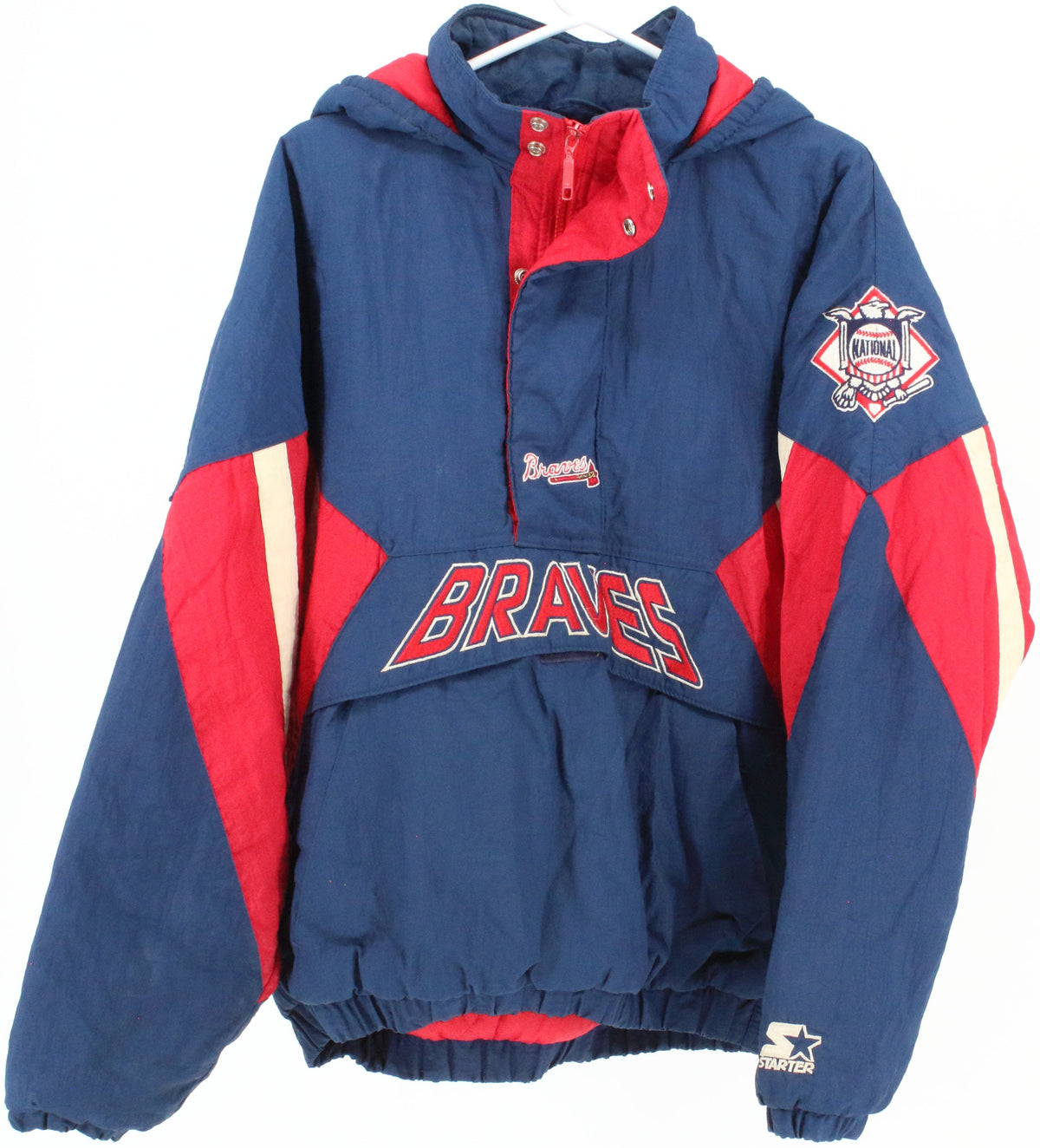 Genuine Merchandise Starter Braves Navy Blue and Red Hooded Jacket