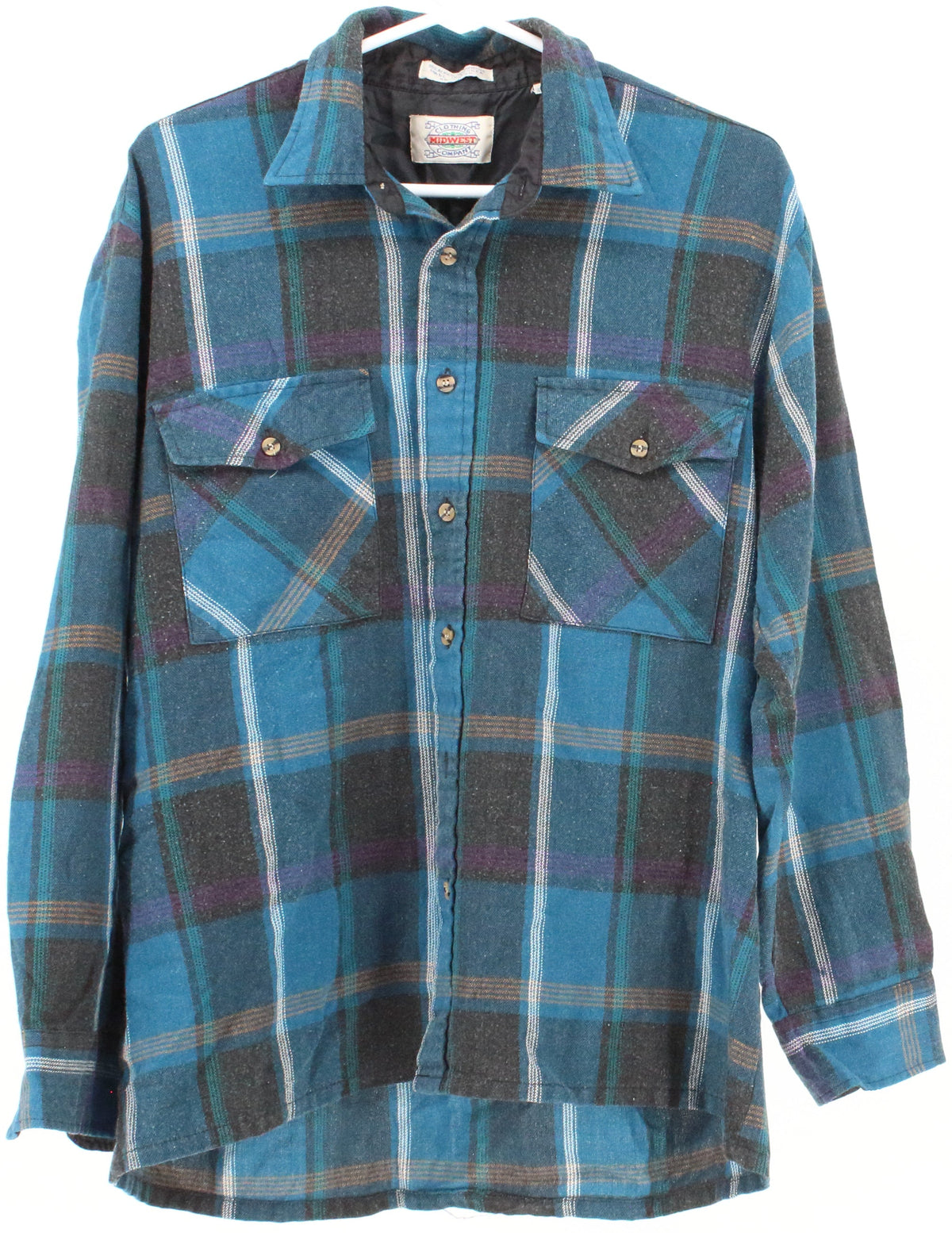 Midwest Blue and Black Plaid Flannel Shirt
