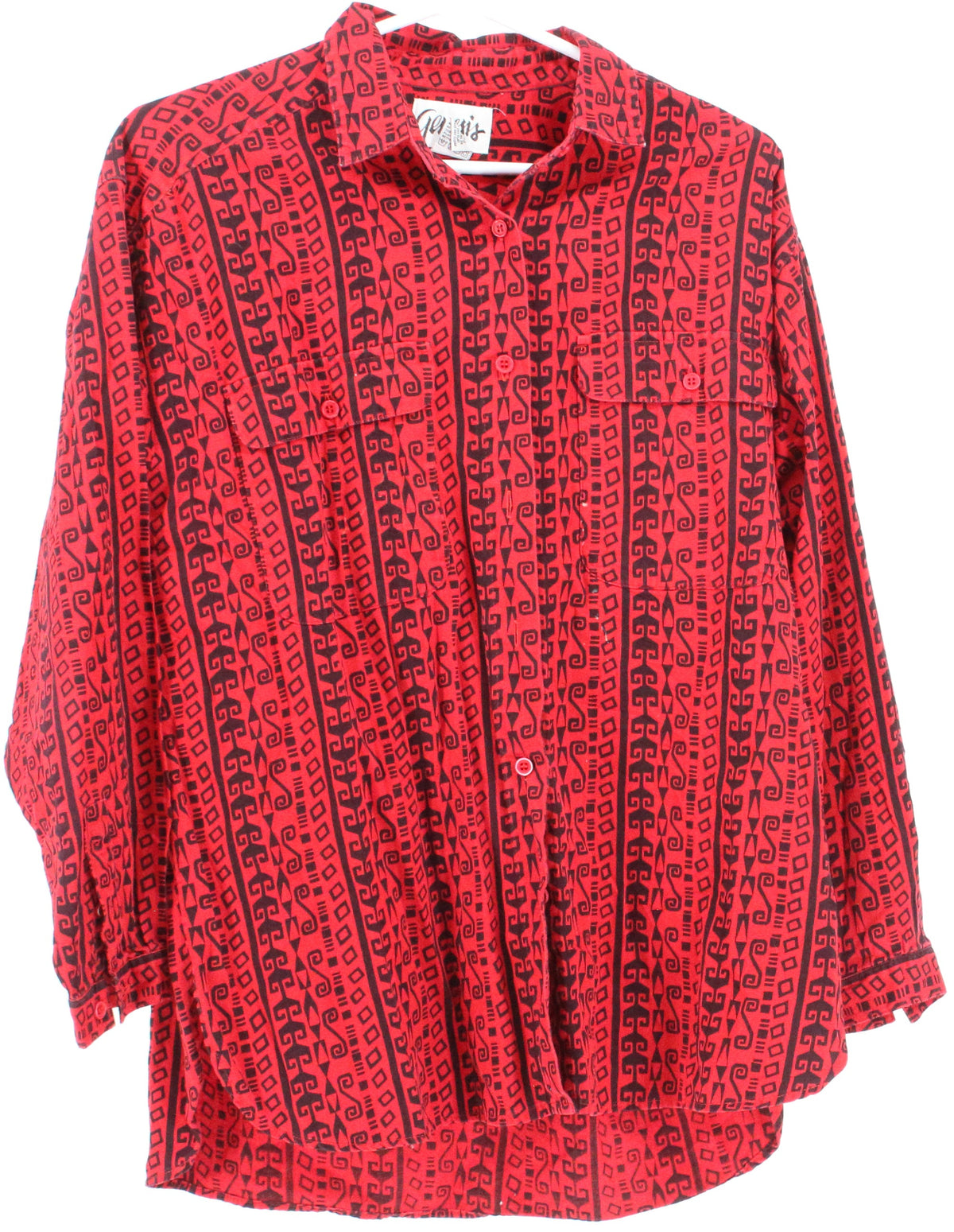 Genesis Red and Black Print Blouse