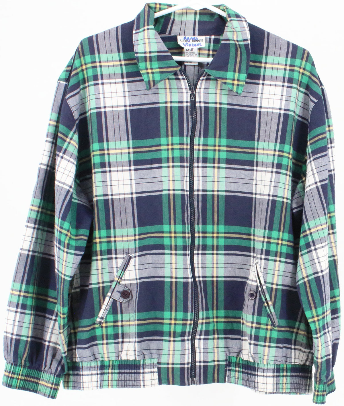 Alfred Dunner Navy Blue and Green Plaid Women's Jacket