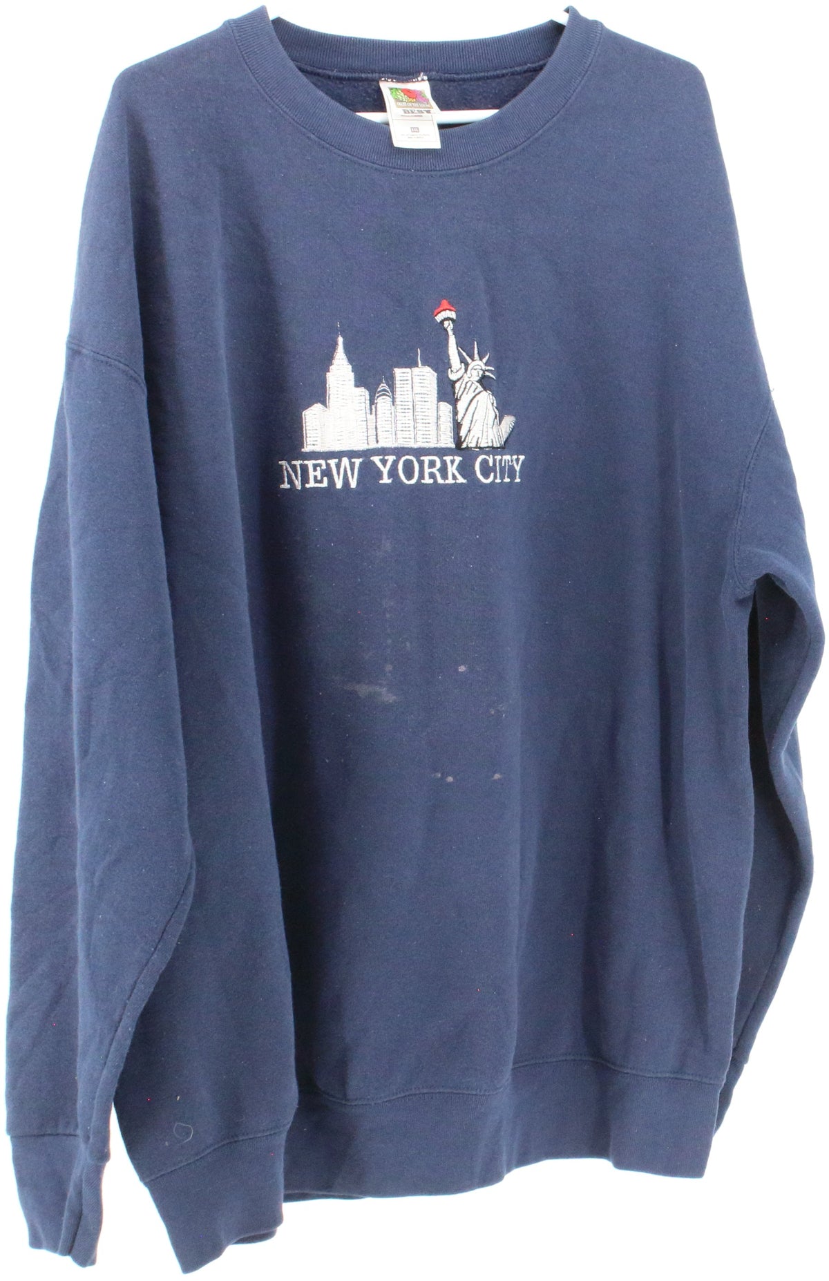 Shop Fruit of The Loom New York City Navy Blue Sweatshirt Thriftezee