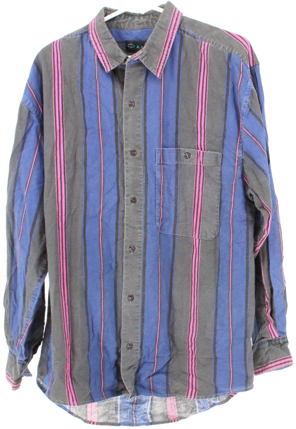 Santana Black Pink and Blue Striped Shirt