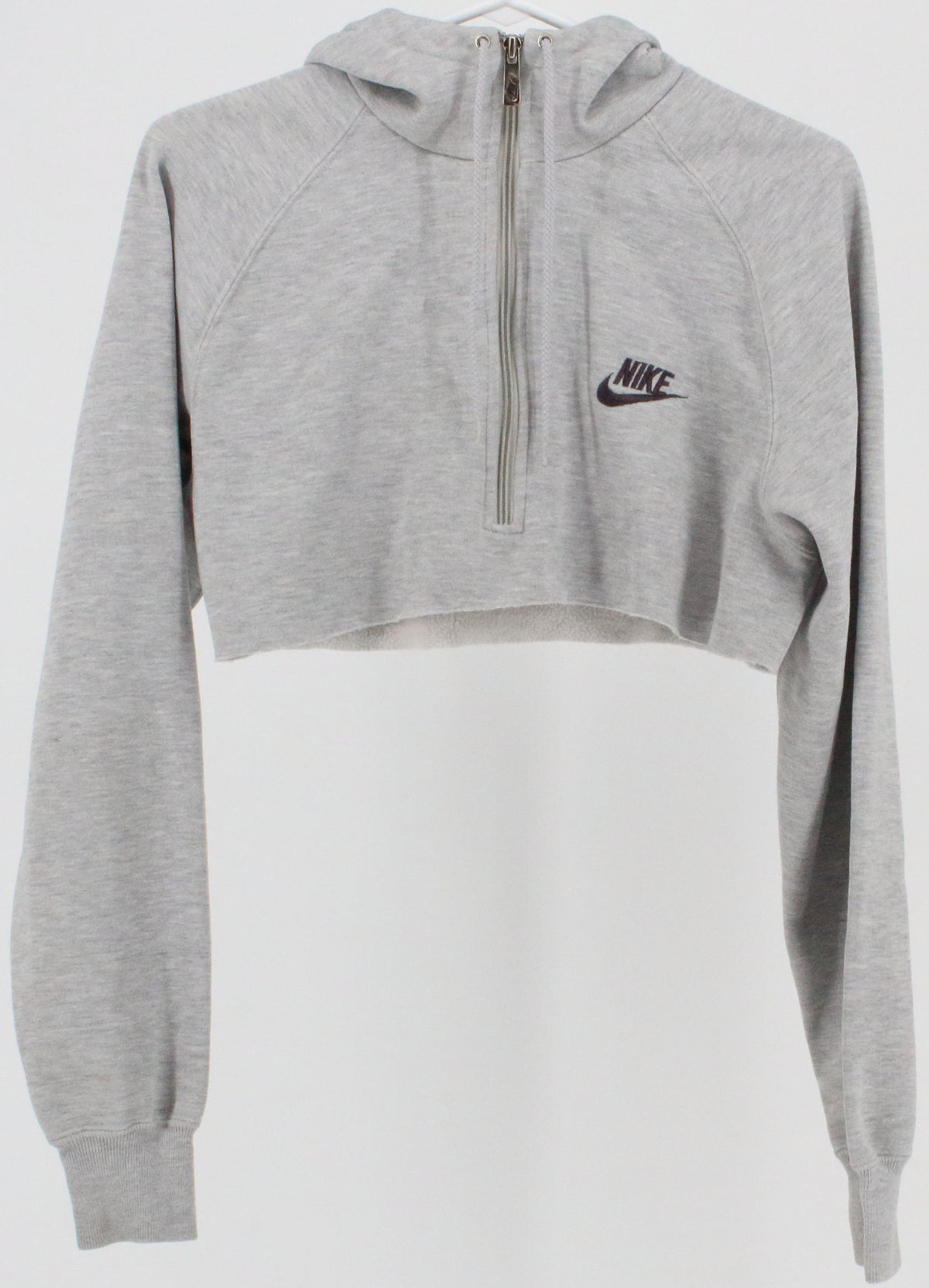 Nike Grey Hooded Half Zip Cropped Sweatshirt