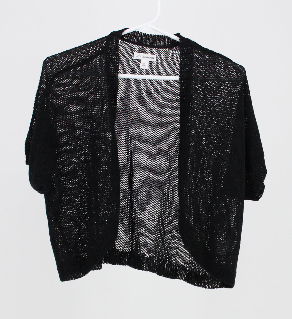 Croft and Barrow  black knit cropped short sleeve cardigan