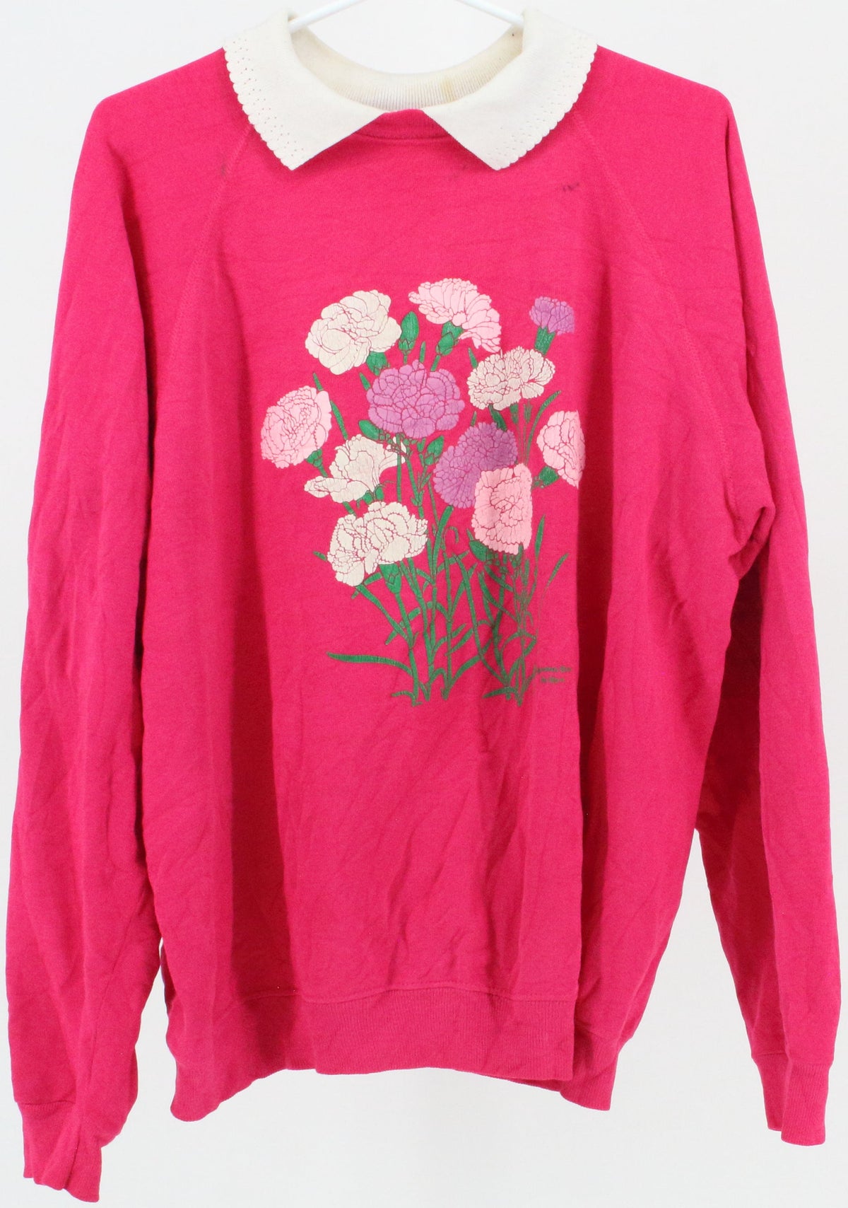 Morning Sun Pink Sweatshirt With White Collar