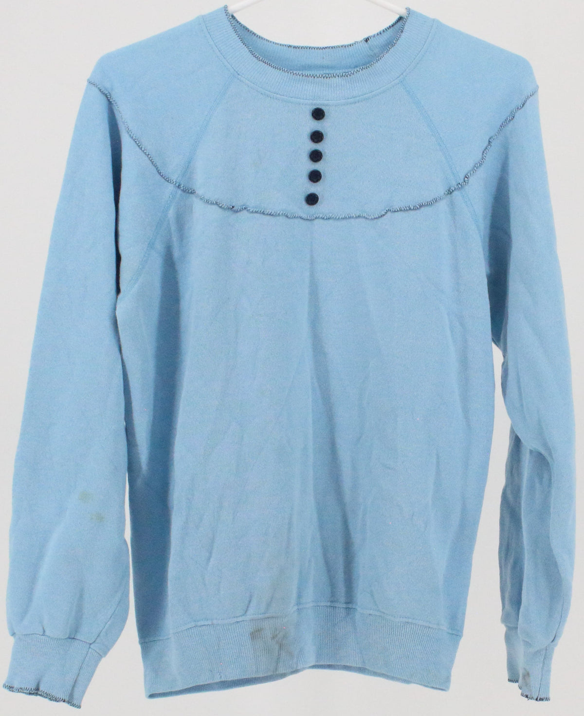 Light Blue Front Buttons Sweatshirt