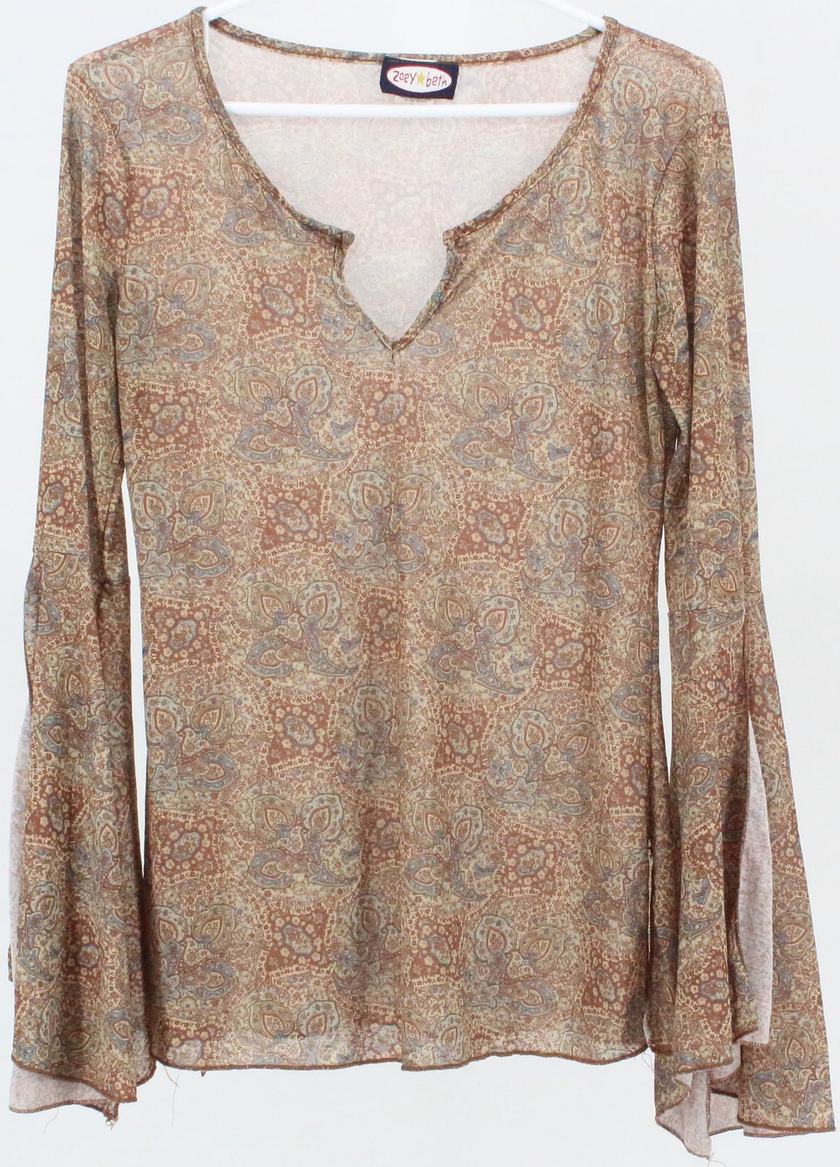 Zoey Beth Beige Print Long Sleeve Top