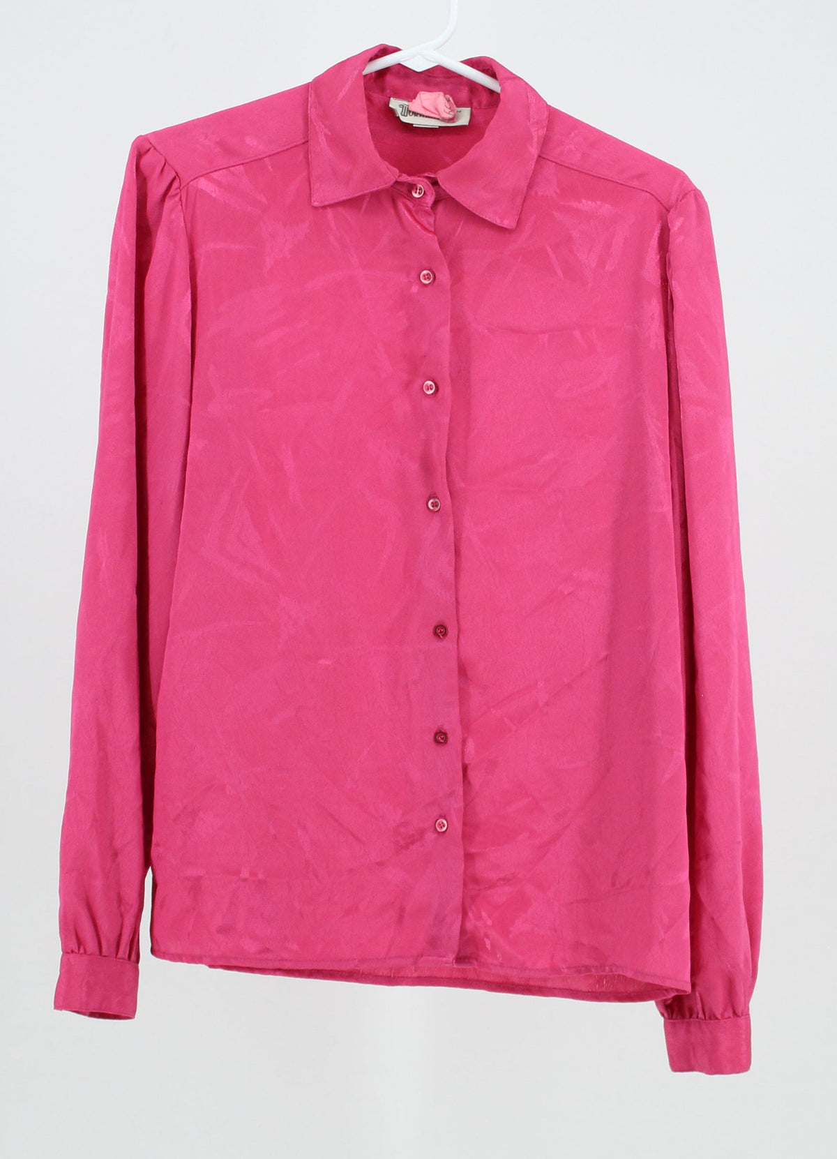 Worthington magenta pink patterned long sleeve button up top