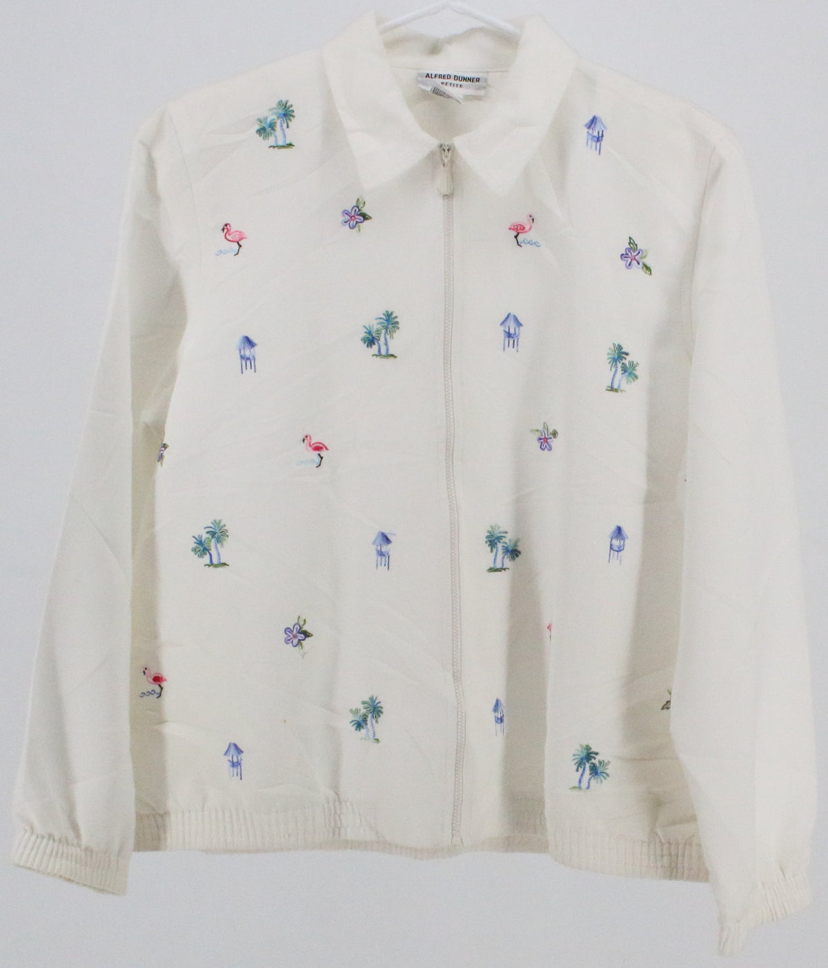 Alfred Dunner Petite White Embroidered Jacket