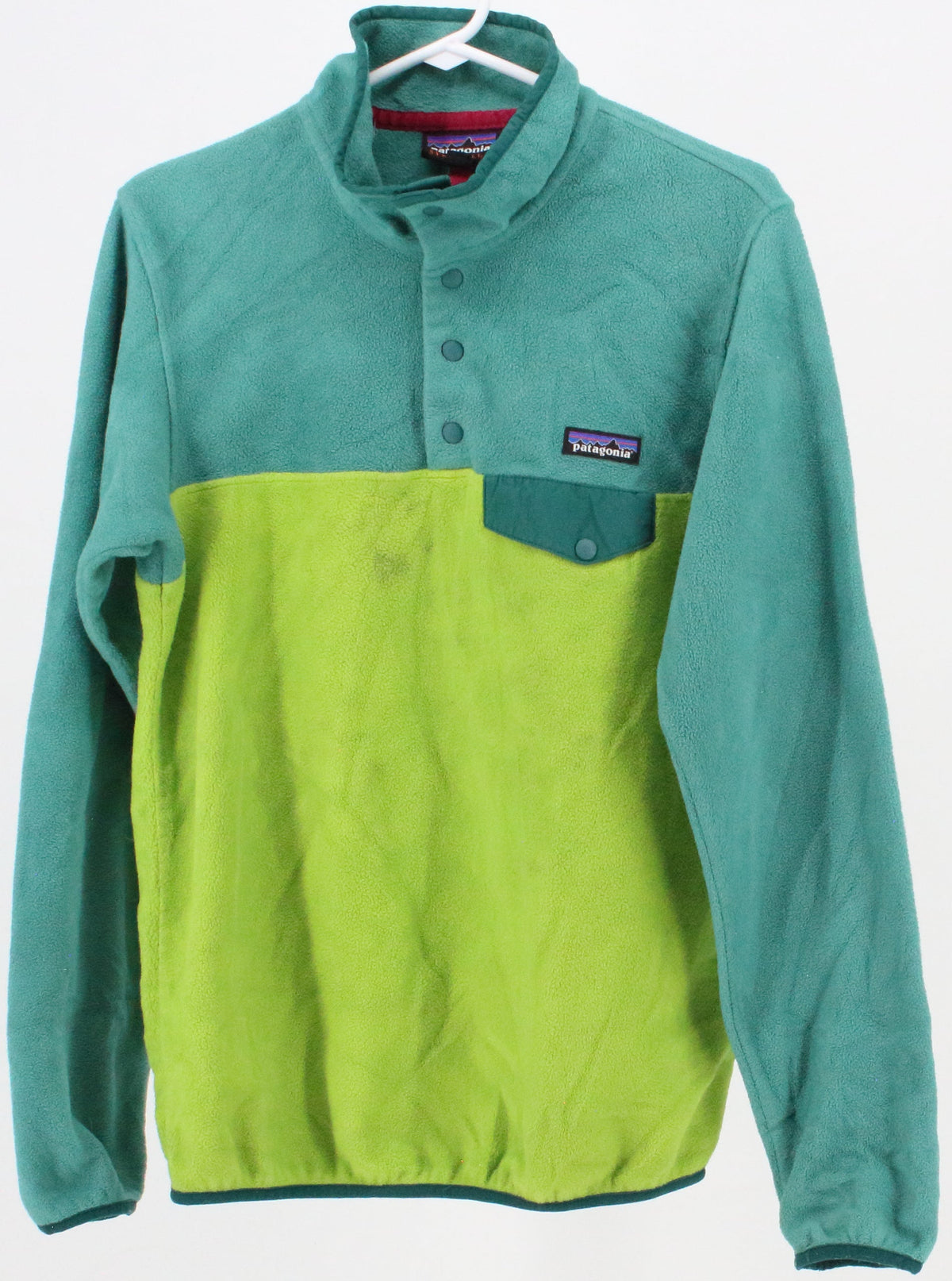 Patagonia Synchilla Green and Lime Green Pocket Fleece